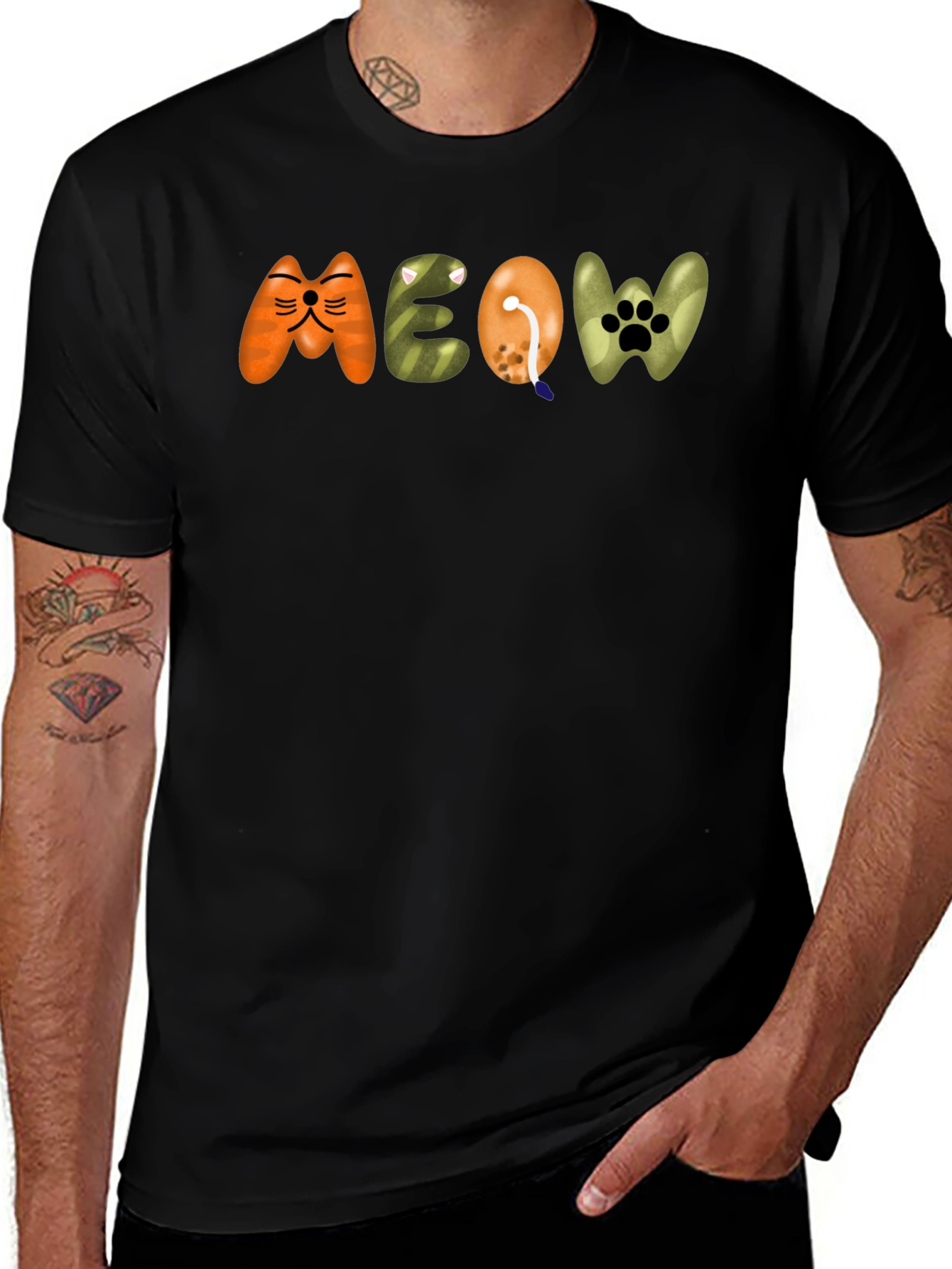 Variant 13 of Meow Cat Paw Print T-Shirt - Fun Graphic Tee