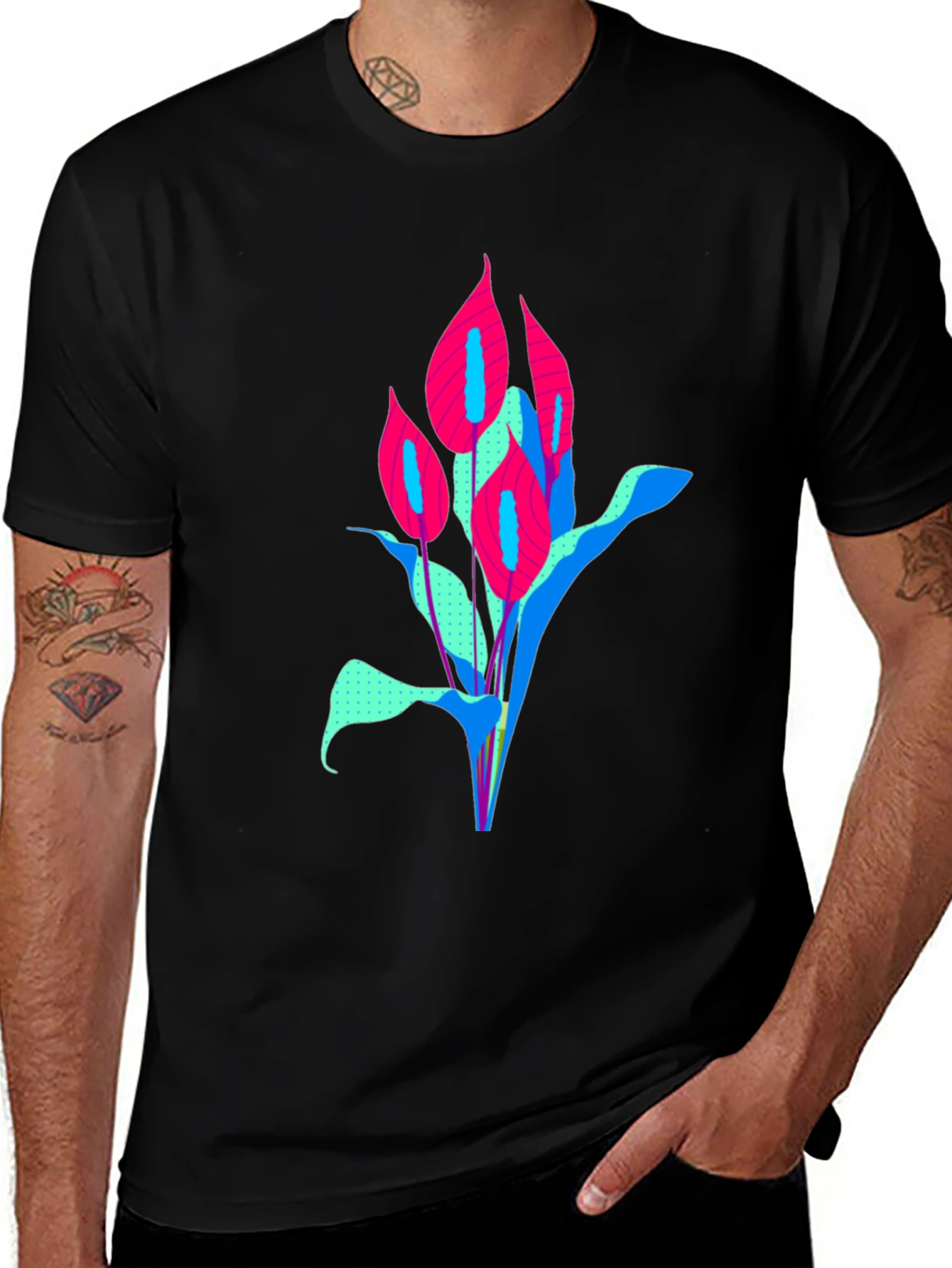Variant 11 of Modern Floral Graphic Tee - Bold Artistic Design