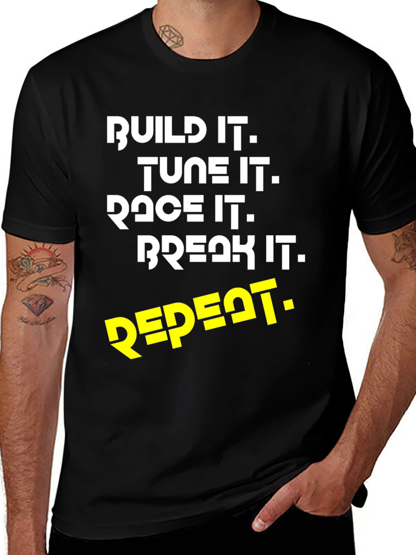 Variant 9 of Build, Tune, Race, Break, Repeat T-Shirt