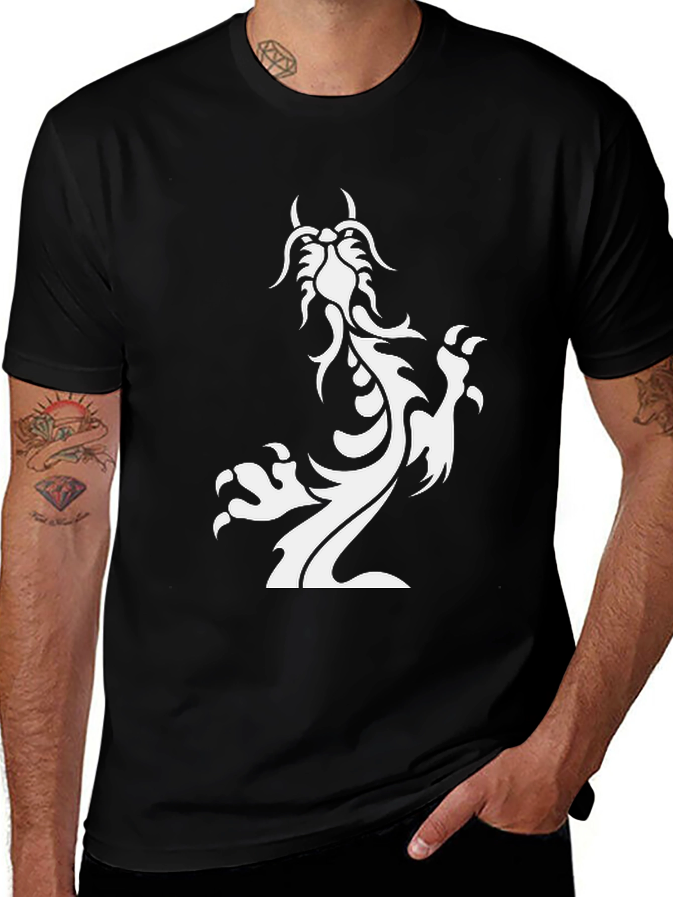 Variant 21 of Dragon Graphic Tee - Black