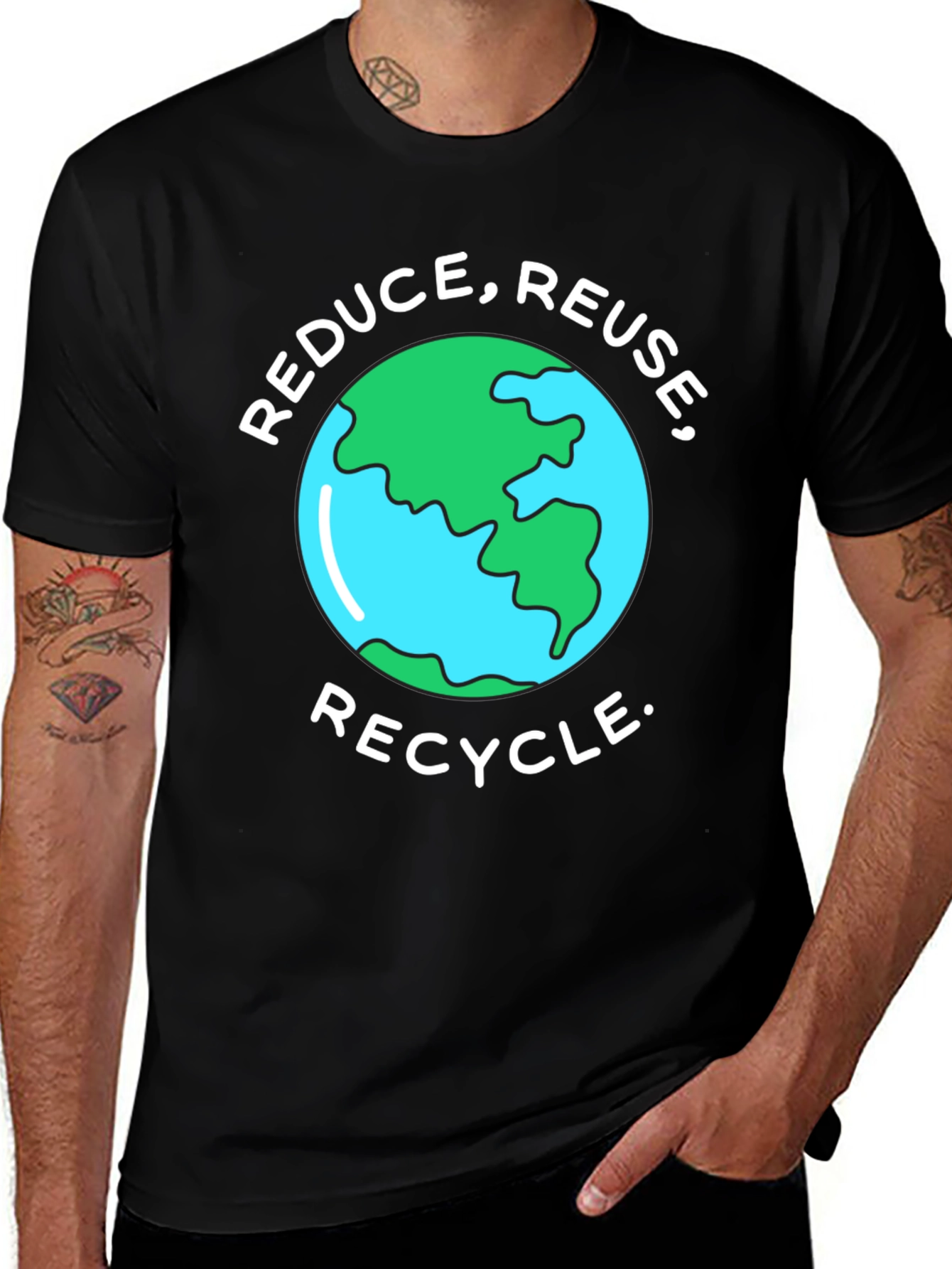 Variant 17 of Eco-Friendly Reduce Reuse Recycle Earth Graphic T-Shirt