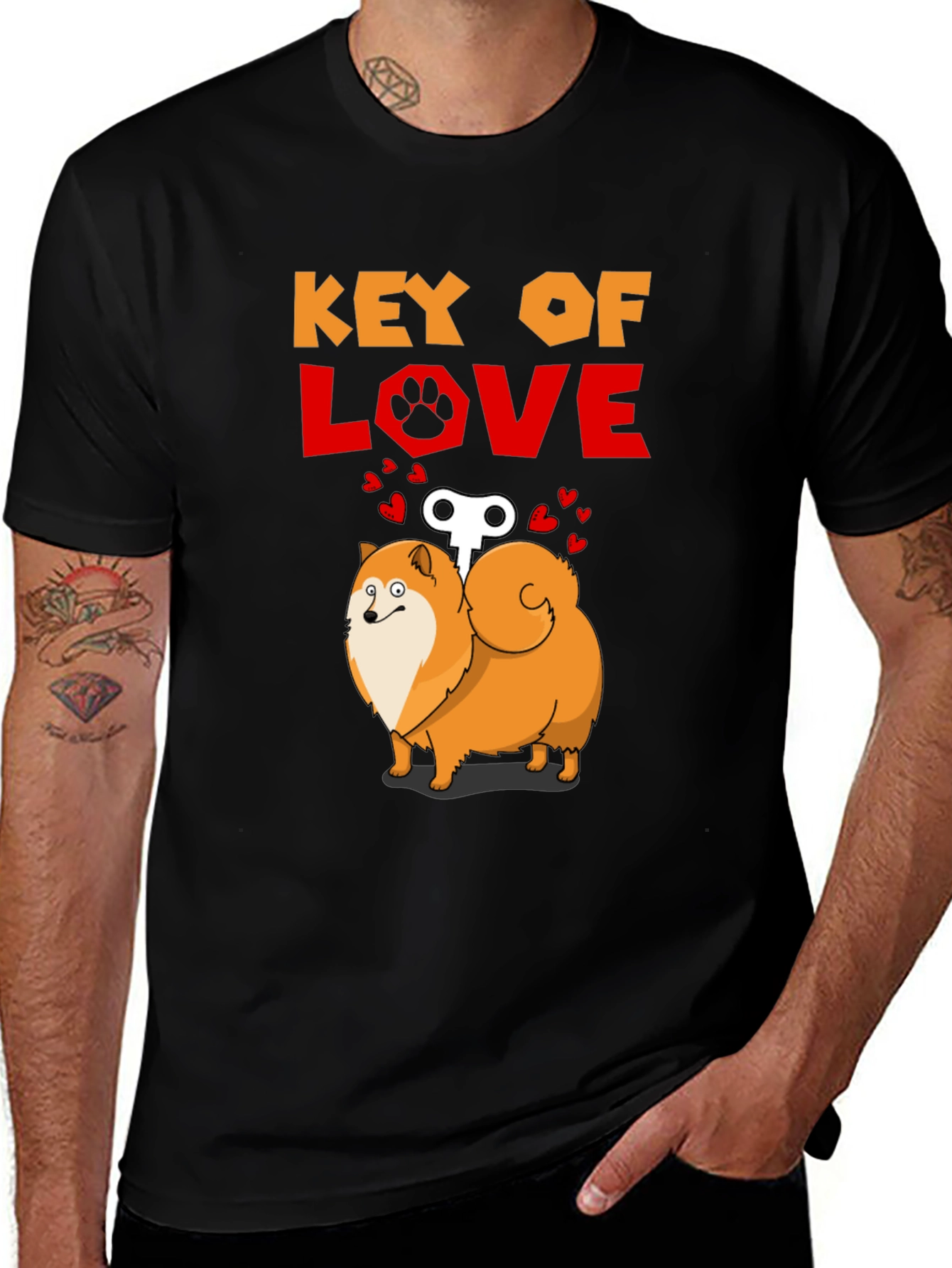 Key of Love Pomeranian Dog T-Shirt
