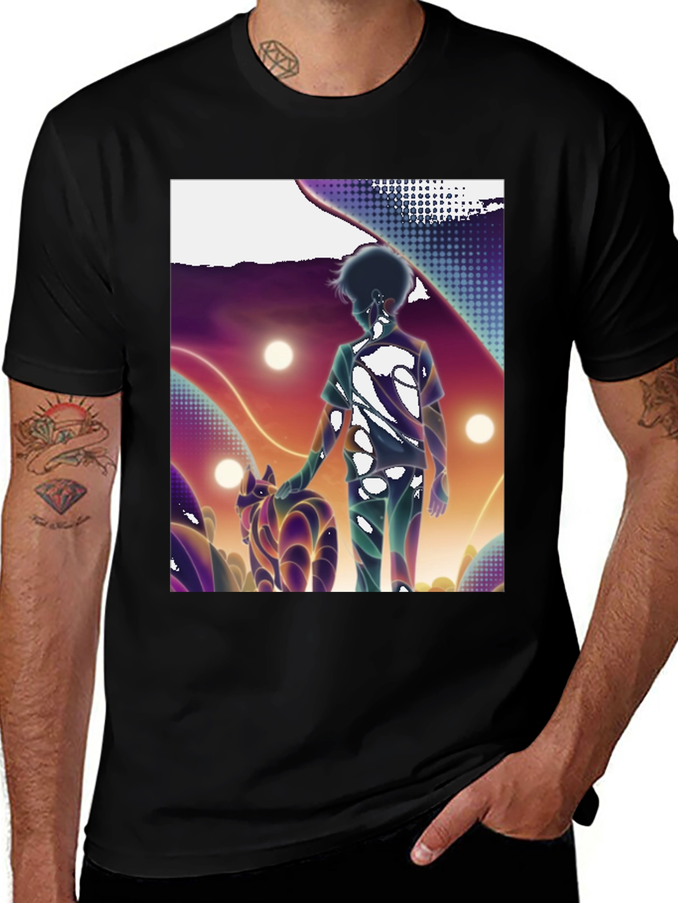 Variant 20 of Abstract Graphic Print Black T-Shirt