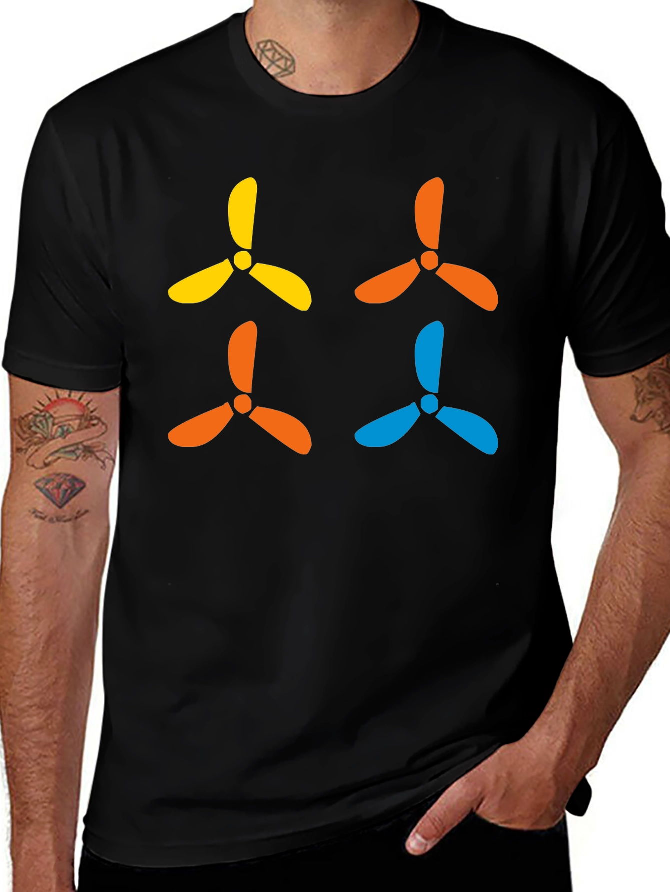 Variant 4 of Funky Propeller T-Shirt - Black Cotton Tee