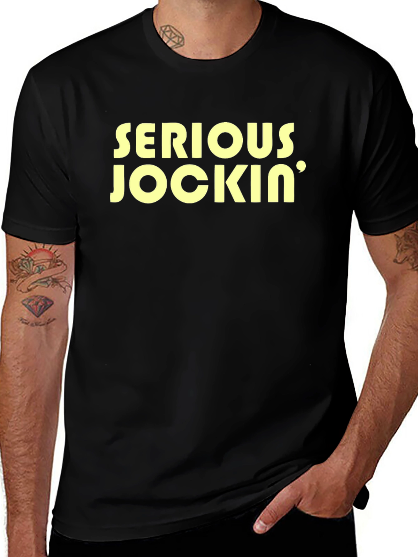 Variant 17 of Serious Jockin' Graphic T-Shirt - Bold & Humorous Design
