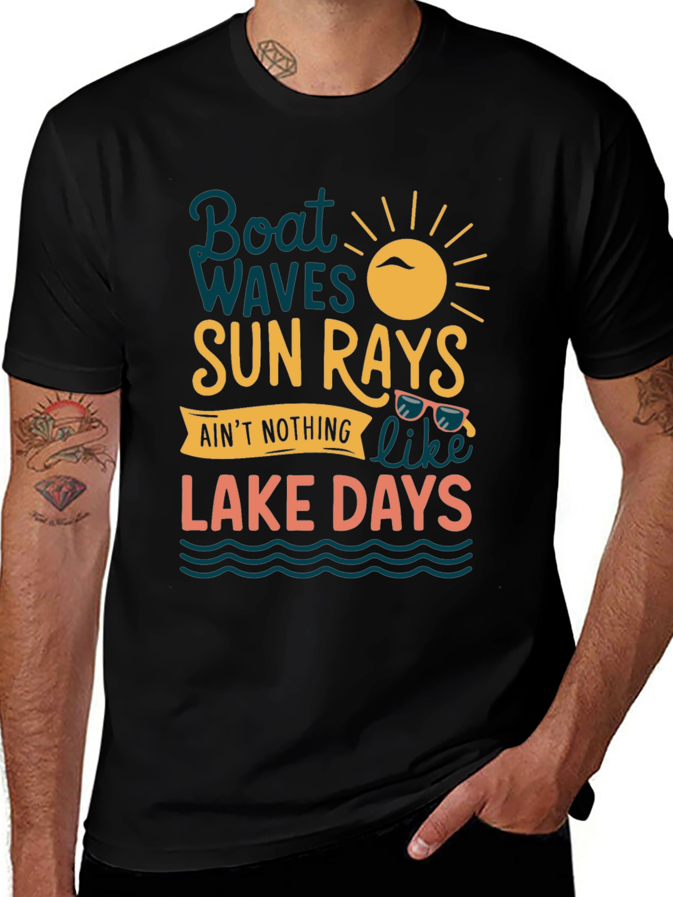 Variant 4 of Boat Waves Sun Rays Lake Days Graphic Tee
