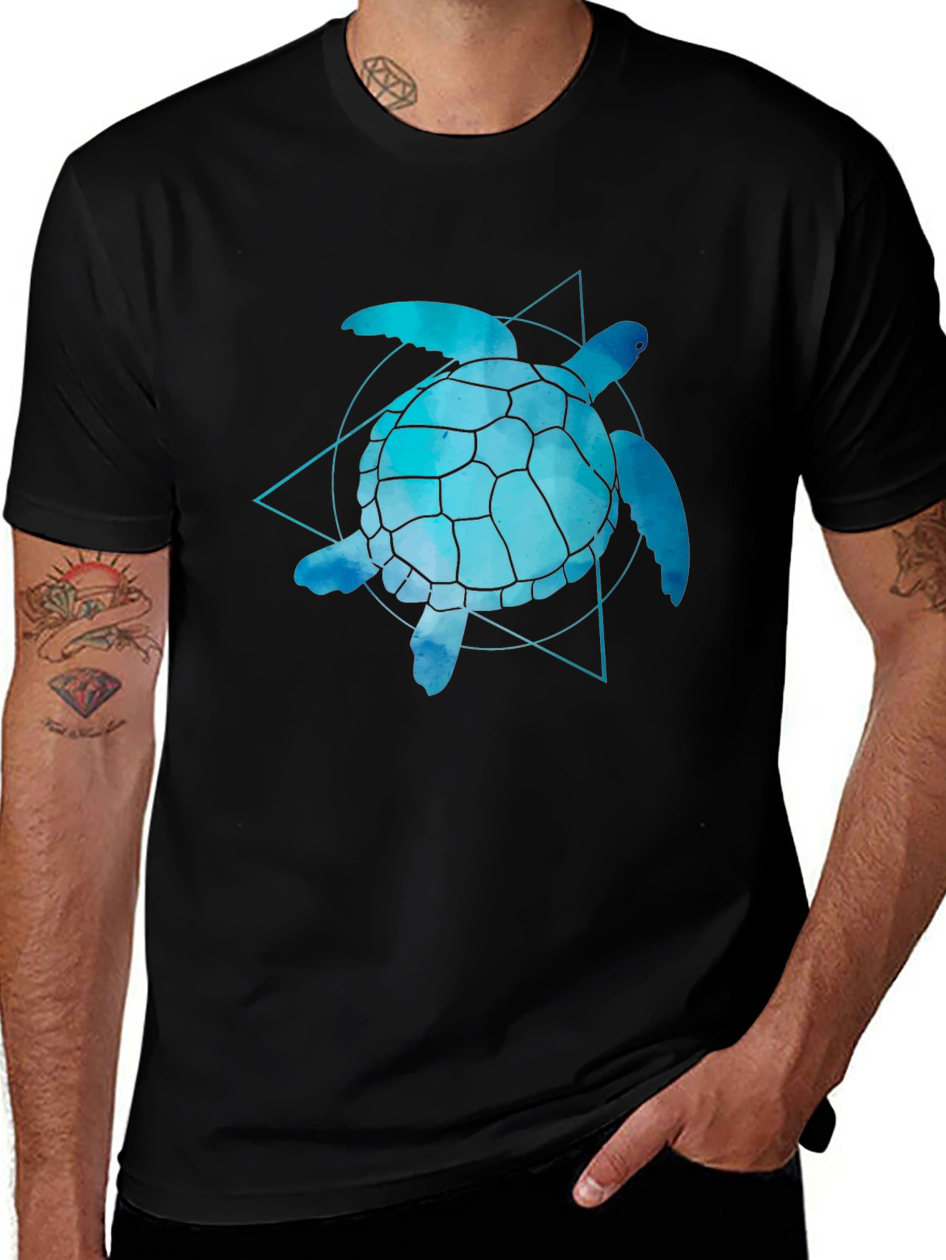 Variant 20 of Geometric Sea Turtle Graphic Tee