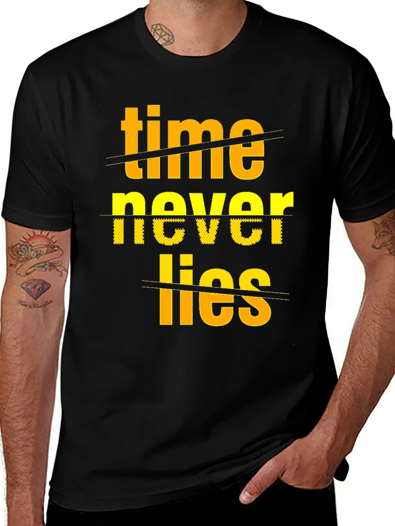 Variant 27 of Time Never Lies Graphic Print Crew Neck T-Shirt