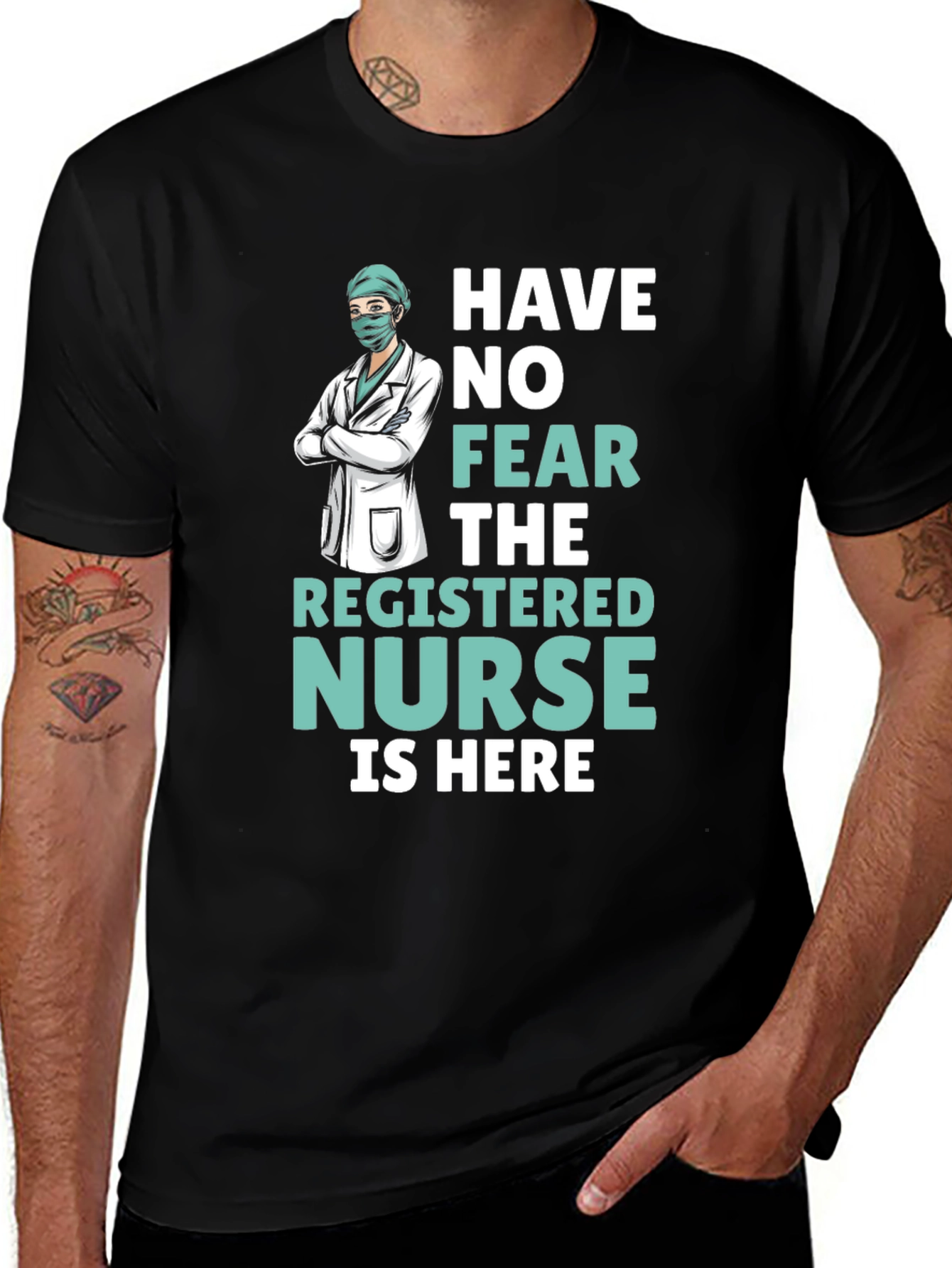 Variant 10 of Registered Nurse T-Shirt - No Fear Nurse is Here