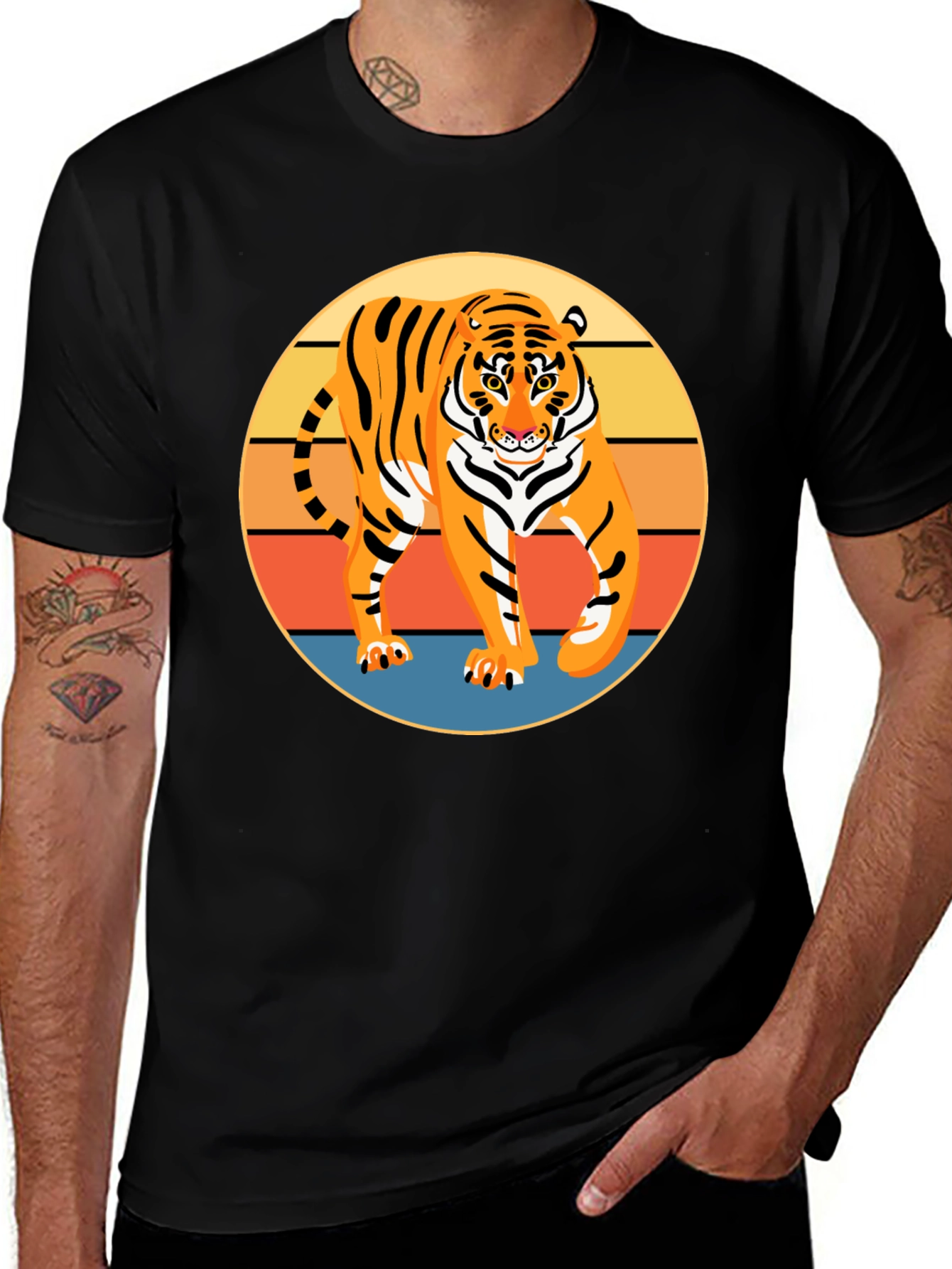 Variant 13 of Retro Tiger Graphic Tee - Cool Animal T-Shirt