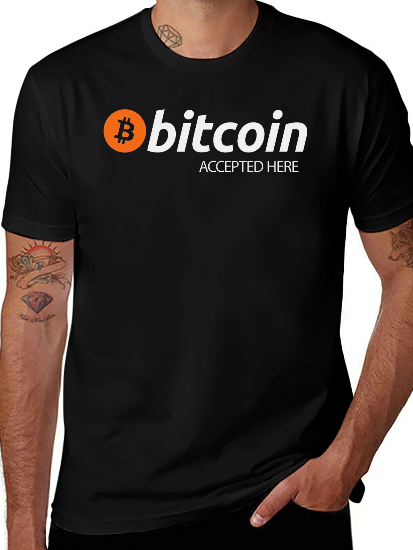Variant 4 of Bitcoin Accepted Here Black Graphic Tee