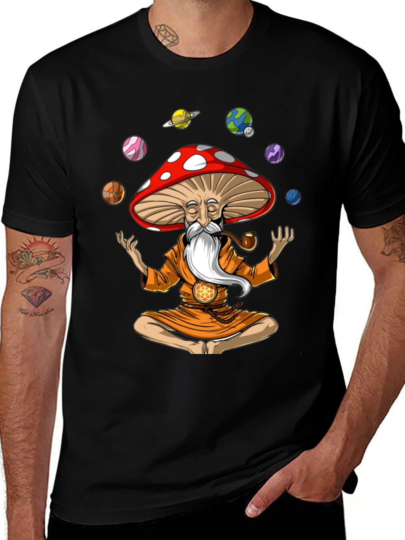 Variant 4 of Mushroom Wizard Meditation T-Shirt