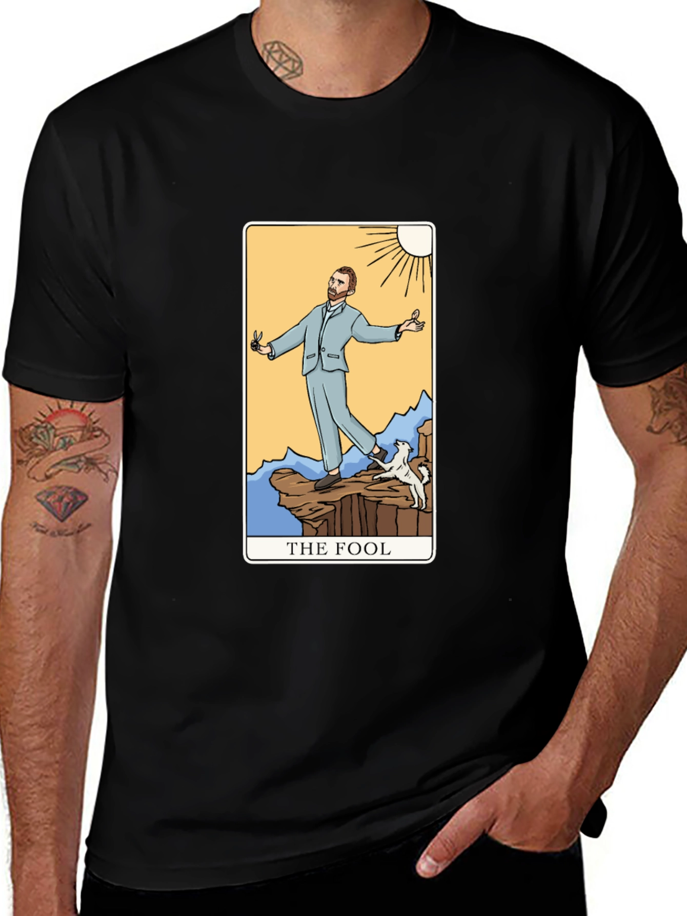 The Fool Tarot Card Graphic T-Shirt - Black