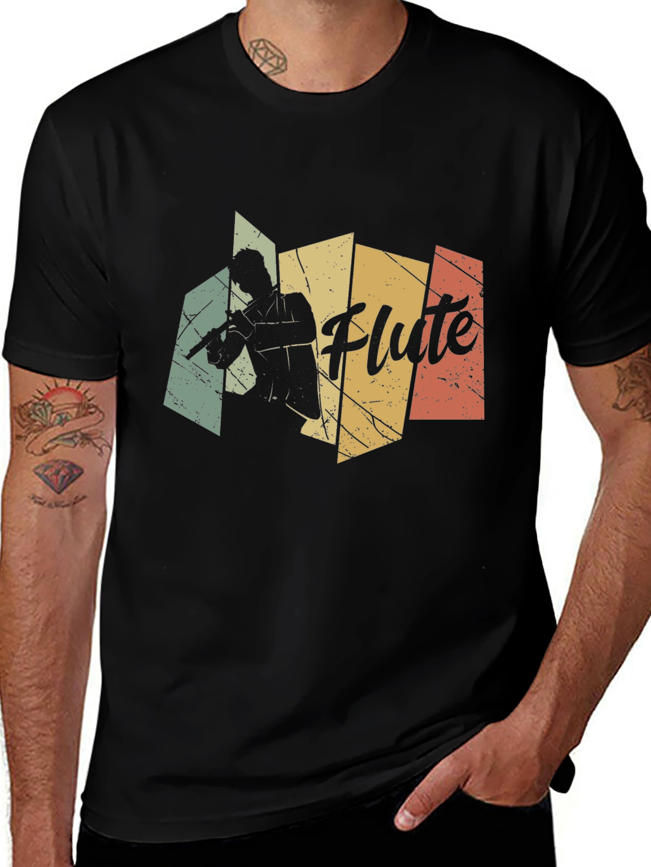 Variant 23 of Retro Flute Player T-Shirt - Vintage Style Tee