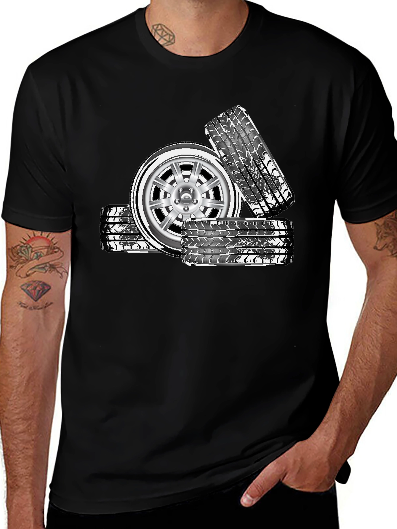 Cool Car Wheel Graphic T-Shirt