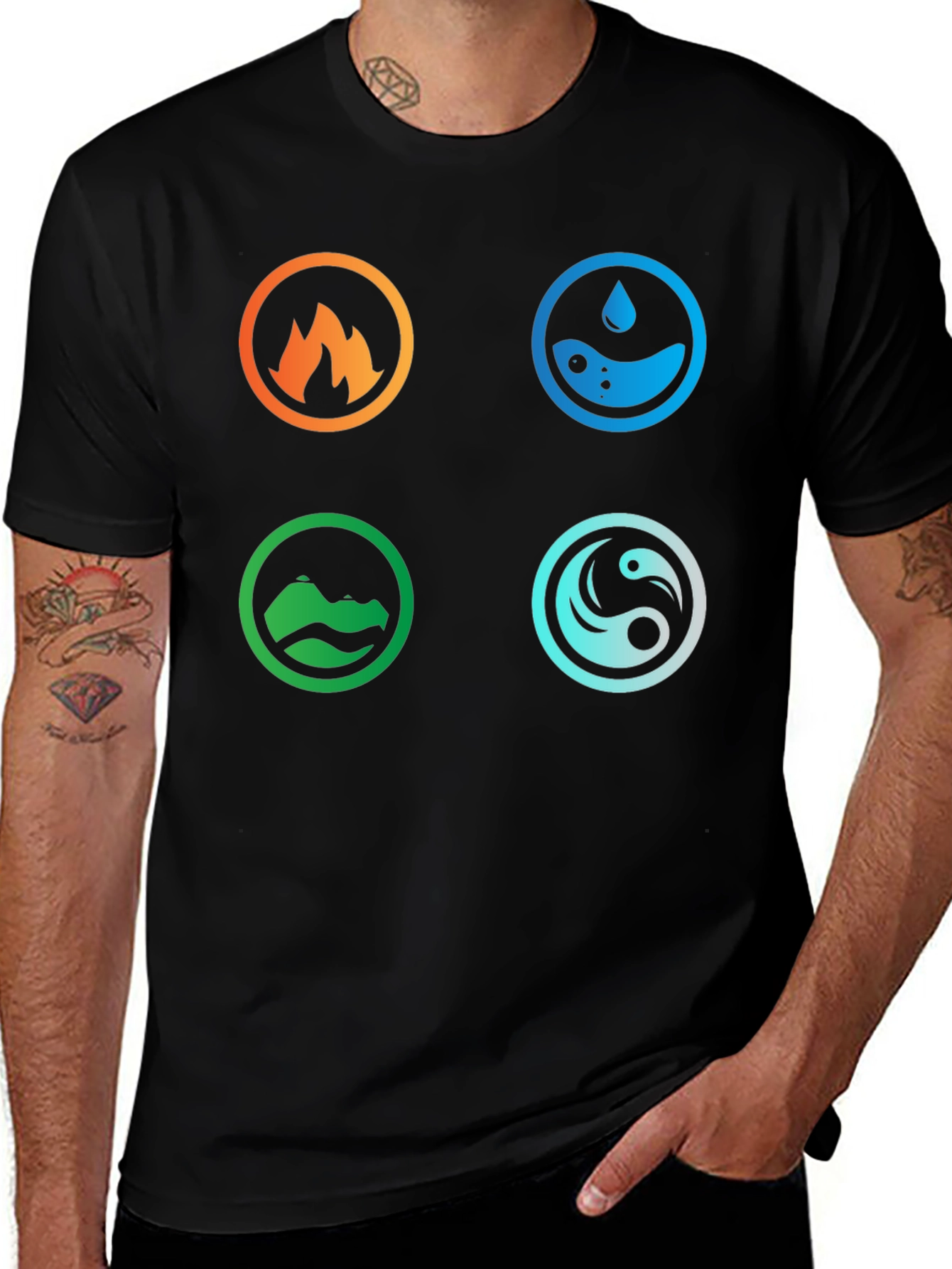 Variant 30 of Elemental Symbol T-Shirt - Fire, Water, Earth, Air