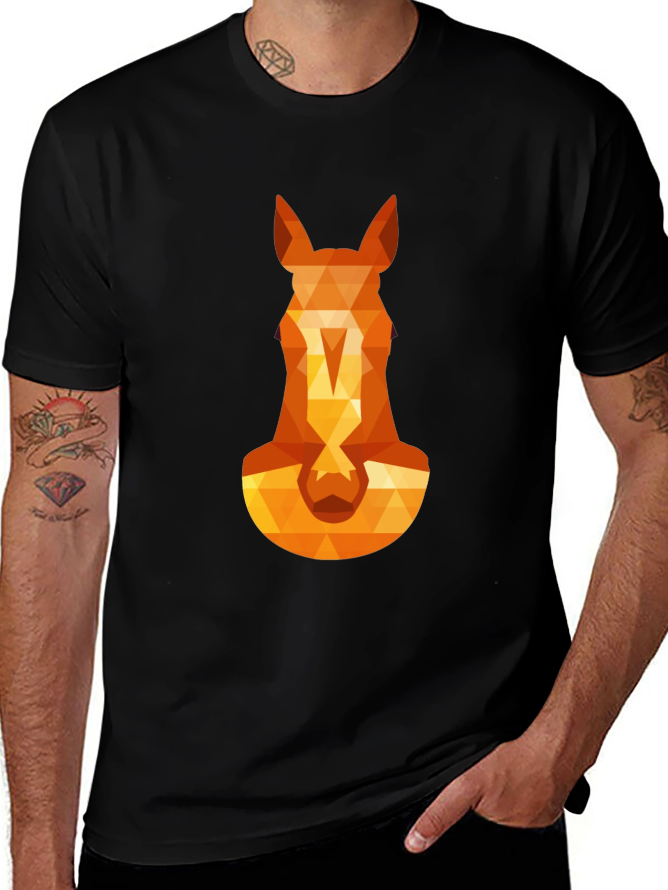 Variant 21 of Geometric Horse Head Graphic Tee - Black