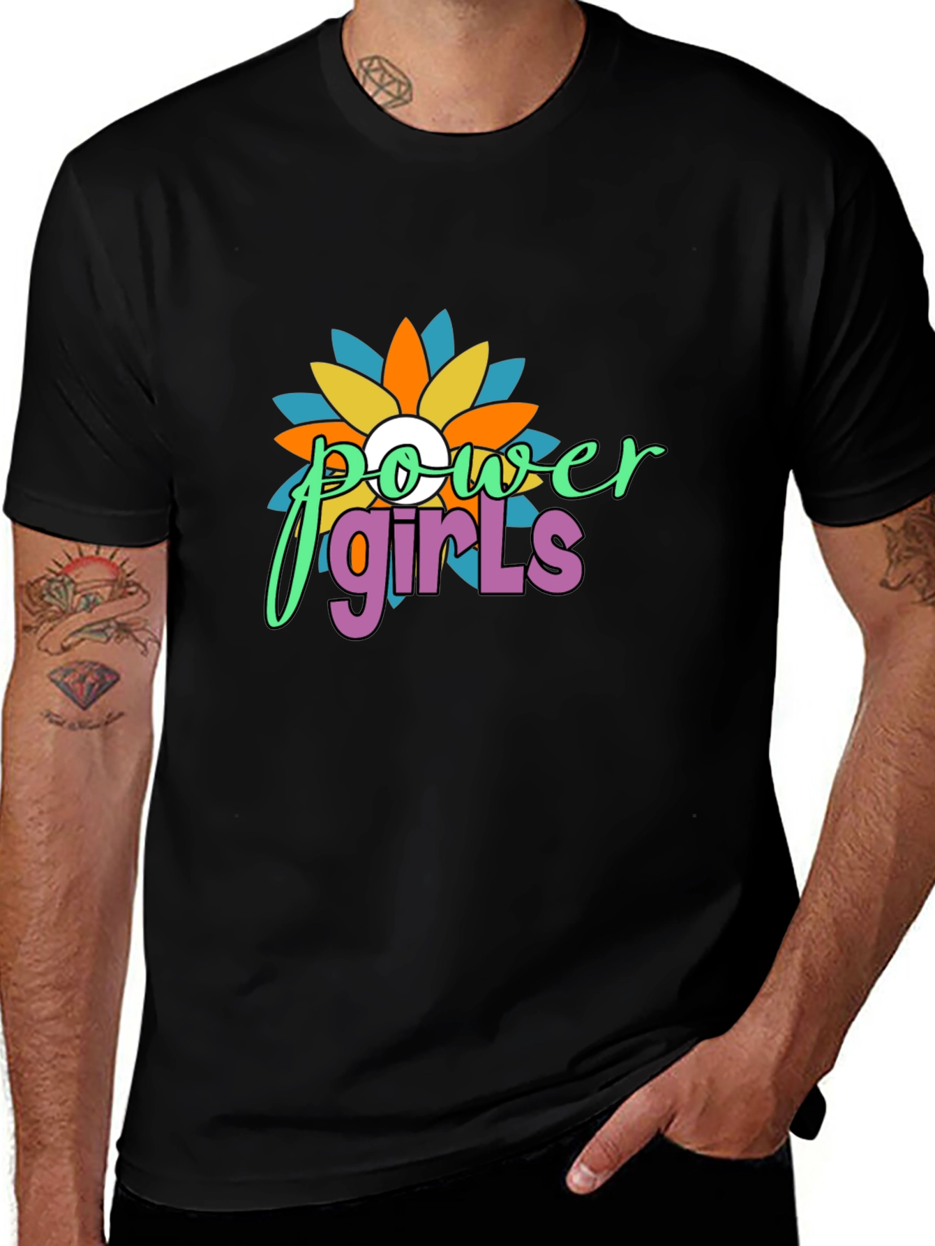 Variant 12 of Power Girls Graphic T-Shirt - Black Cotton Tee