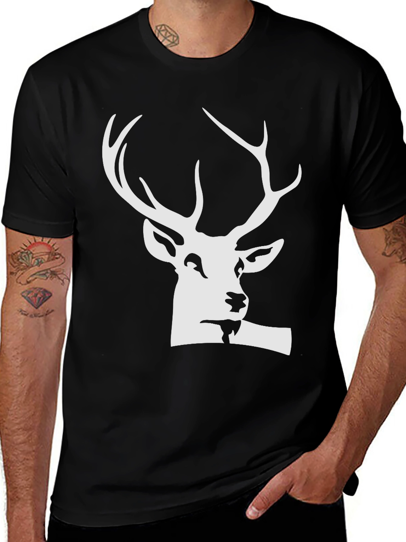 Deer Graphic Tee - Stylish Black T-Shirt