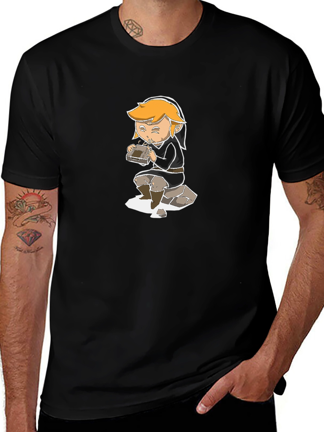 Variant 11 of Gamer Link Graphic Tee - Black Cotton T-Shirt