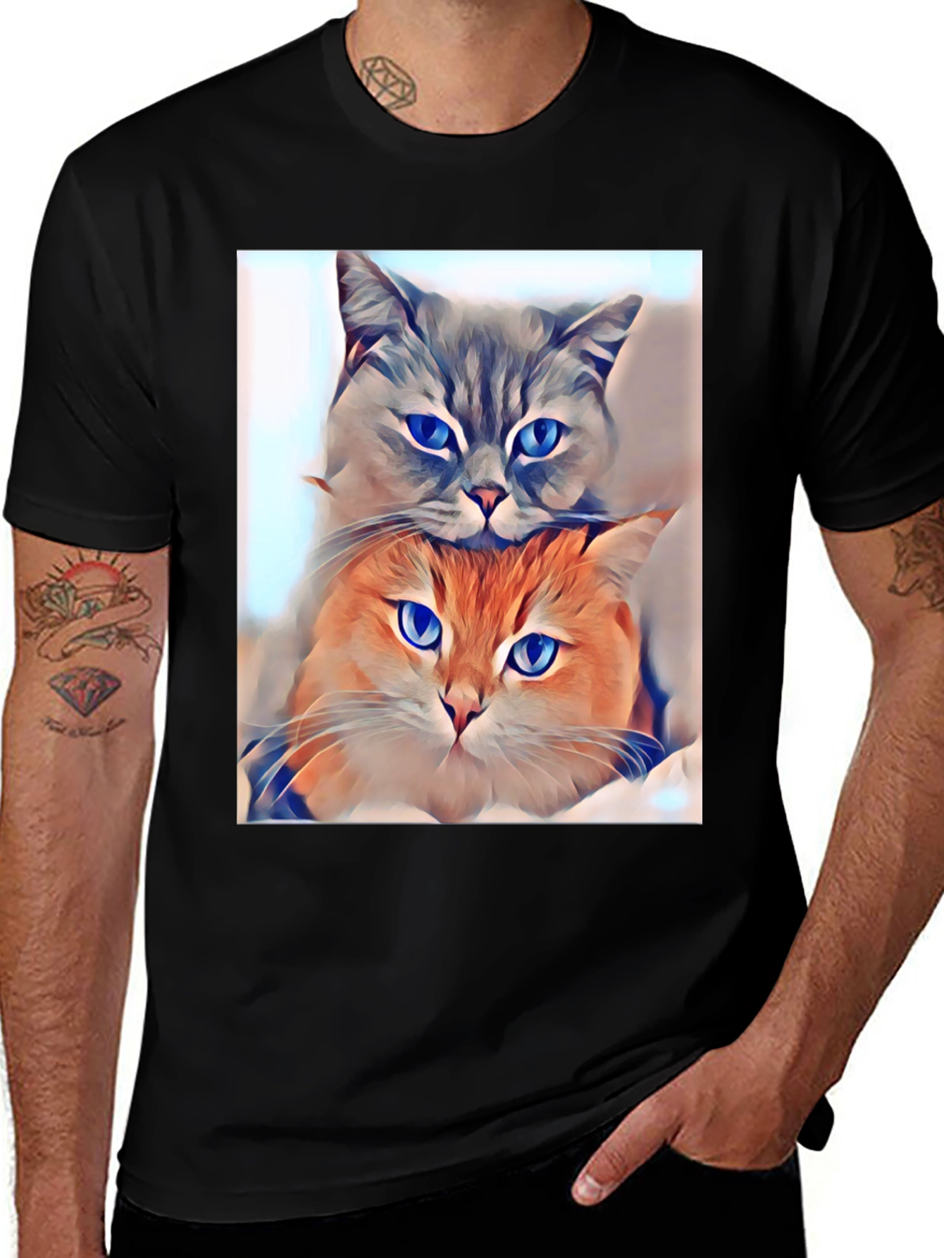Variant 25 of Cats Stacked Art T-Shirt
