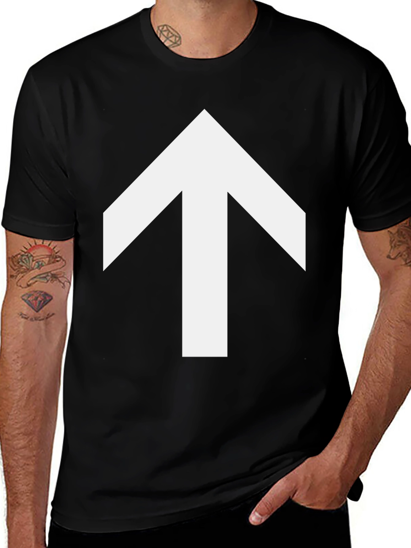 Variant 24 of Upward Arrow Graphic Tee - Black Casual Shirt