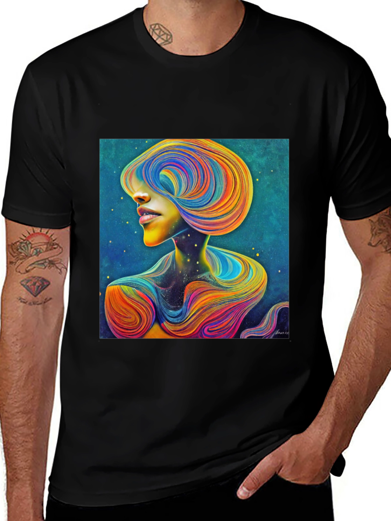 Variant 16 of Abstract Swirl Portrait Tee - Artistic Graphic T-Shirt