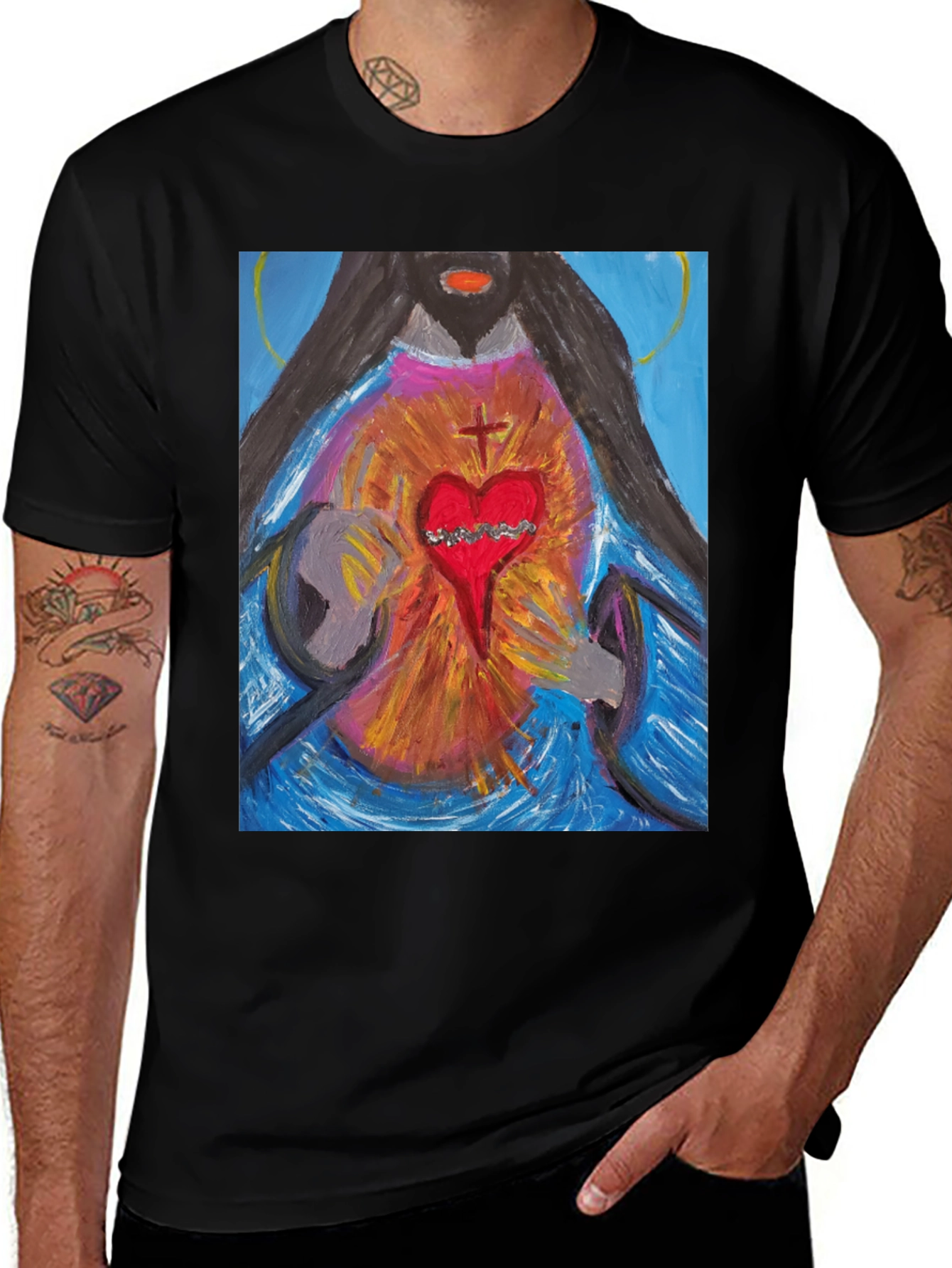Variant 5 of Sacred Heart Graphic Tee - Artistic Expression