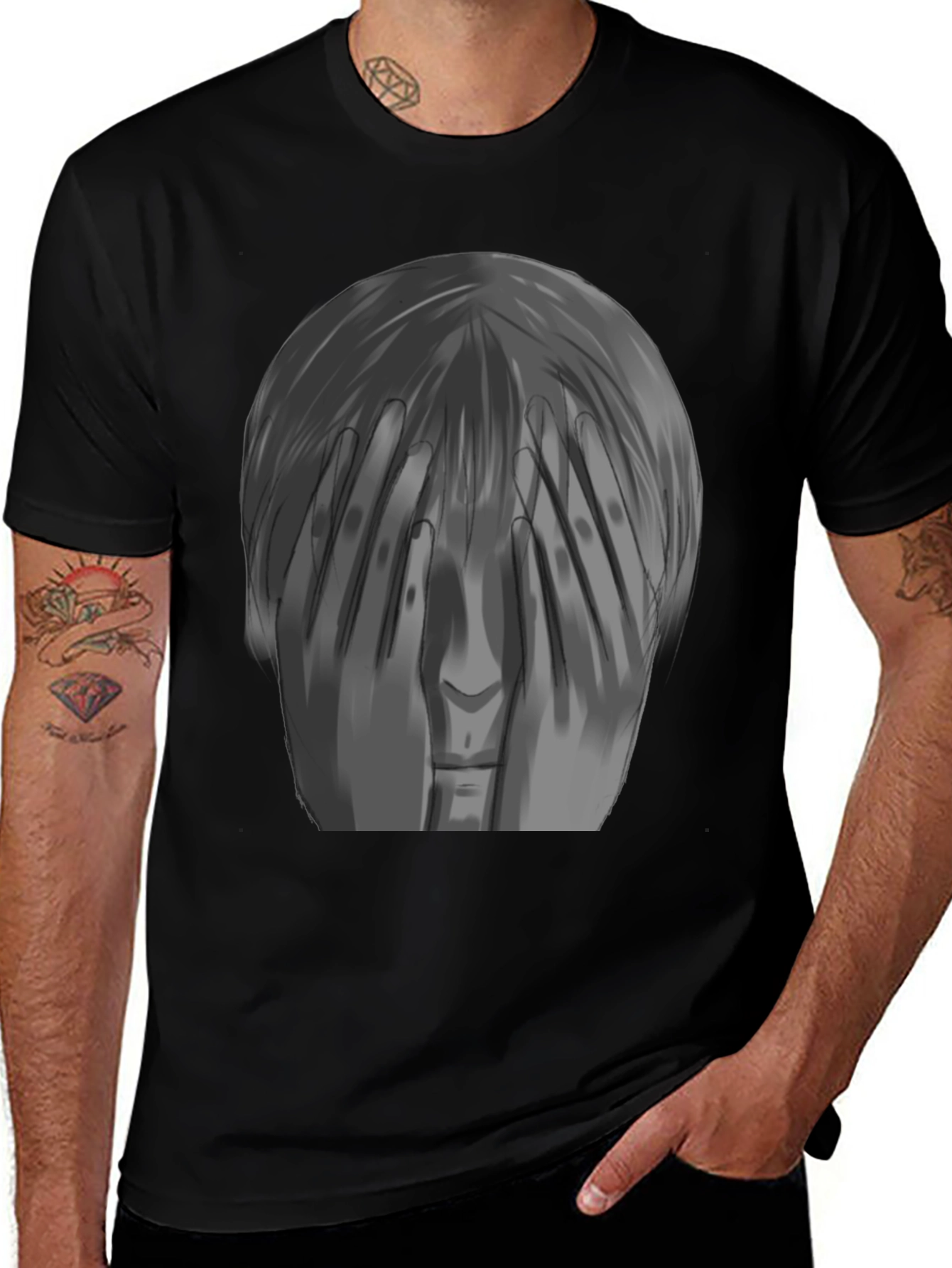 Variant 14 of Artistic Graphic Tee - Hidden Face Design