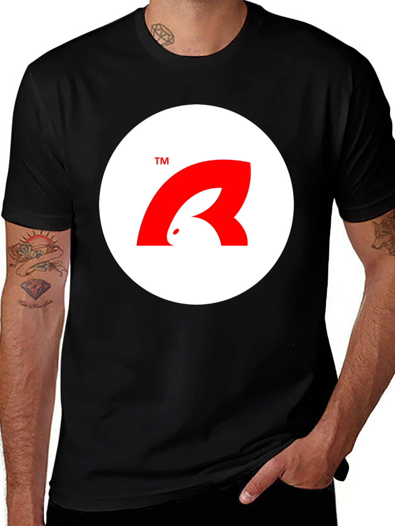 Variant 8 of Stylish Black T-Shirt with Unique Bunny Logo