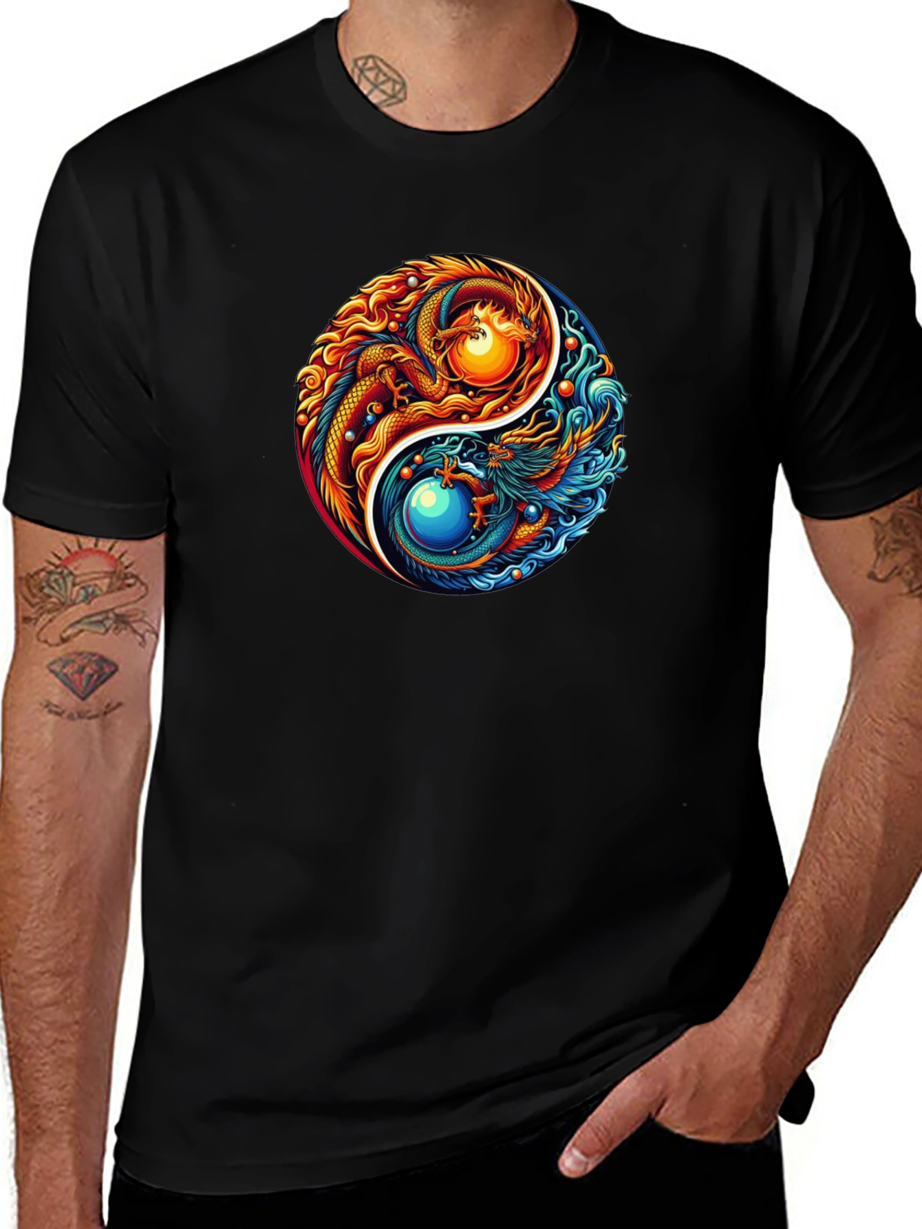 Variant 20 of Yin Yang Dragon Graphic T-Shirt