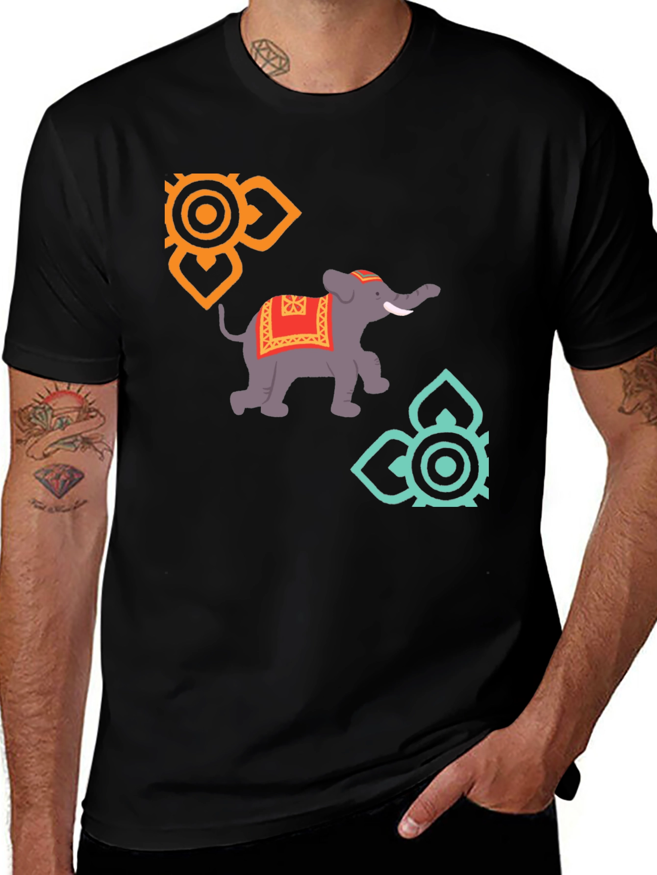 Variant 5 of Elephant Graphic T-Shirt - Stylish Men's Black Tee
