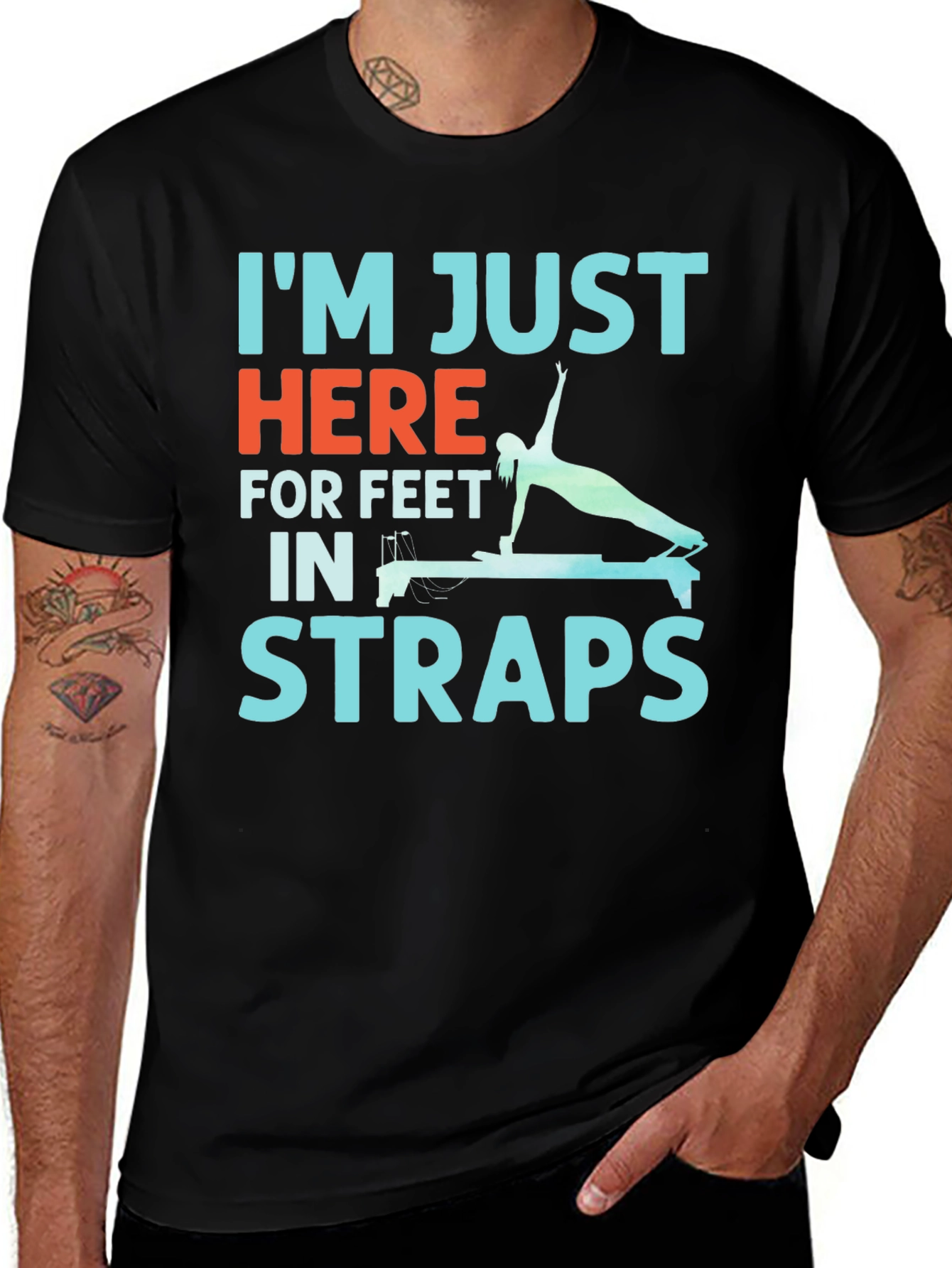 Pilates Feet in Straps Graphic Tee - Black