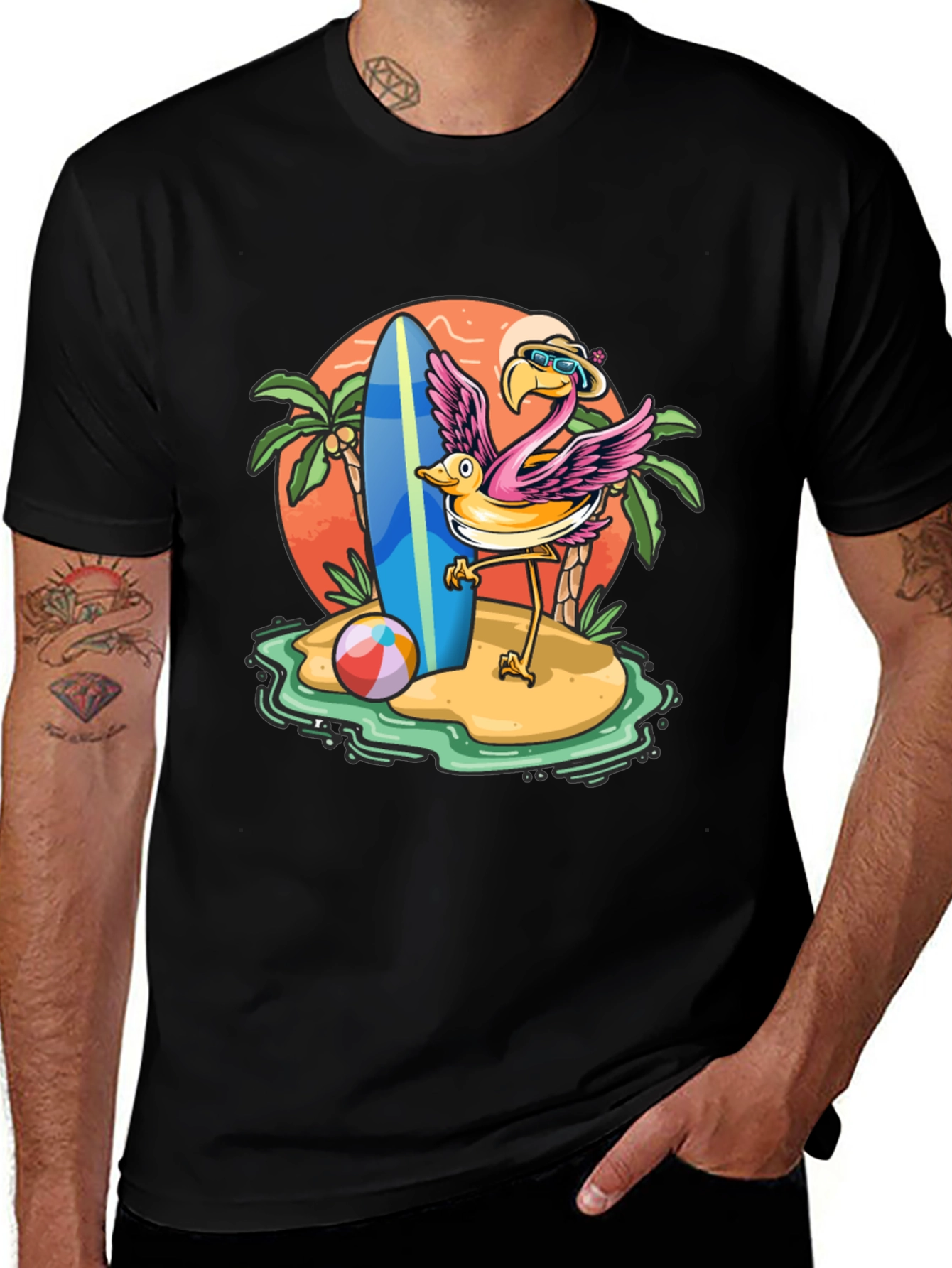 Variant 16 of Summer Flamingo Graphic Tee - Beach Vibes