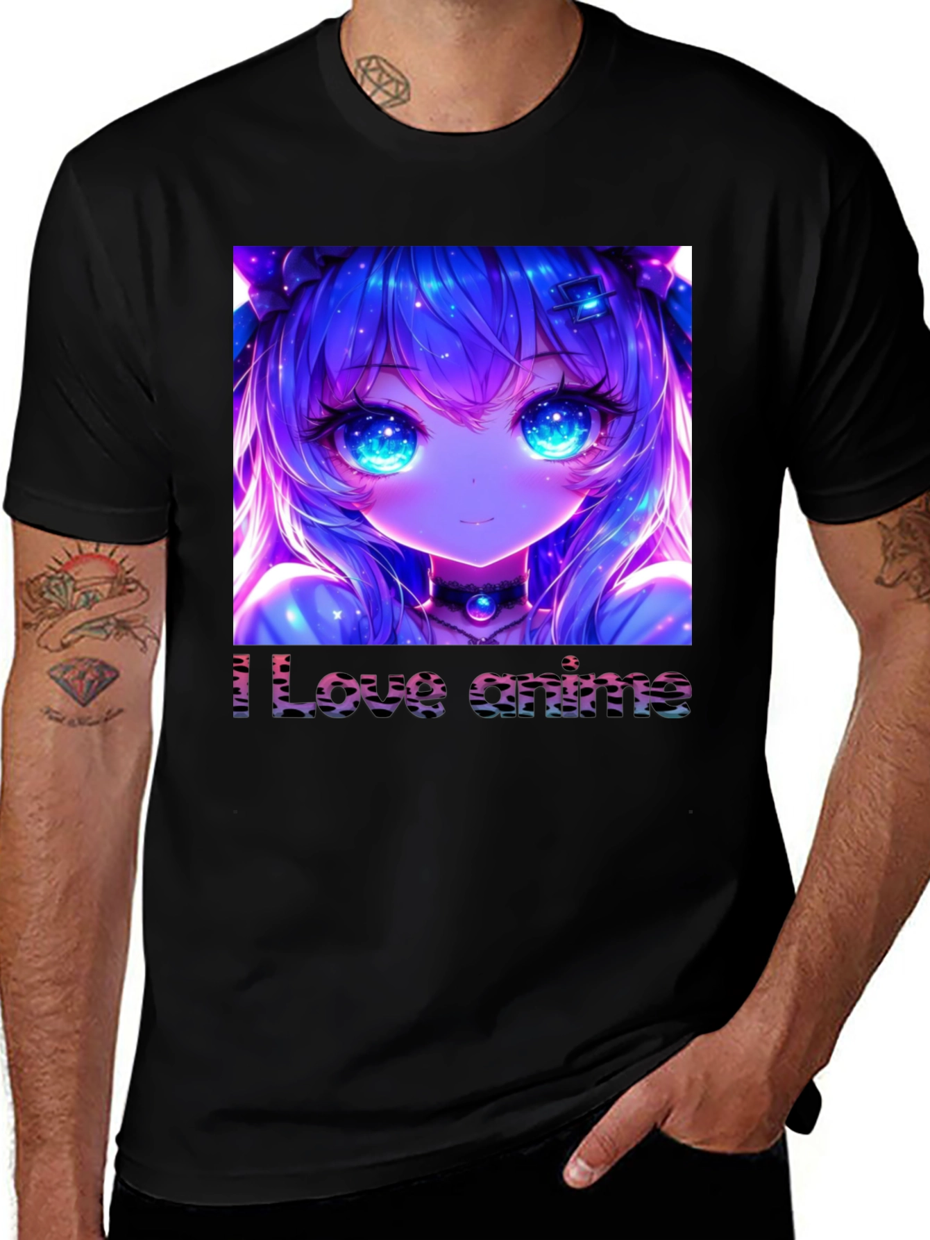 Variant 7 of I Love Anime T-Shirt - Black Crew Neck