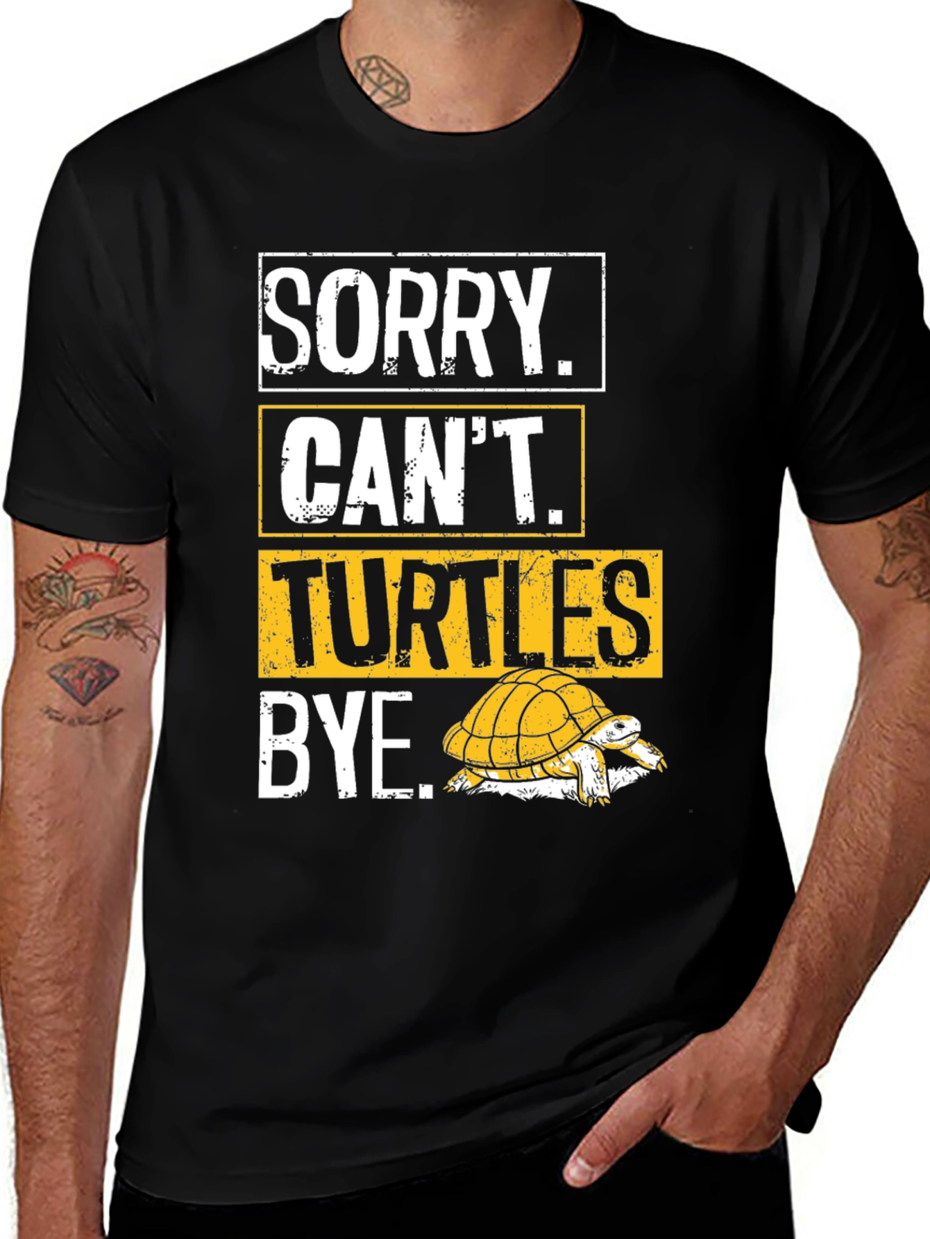 Variant 18 of Sorry Can't Turtles Bye Black T-Shirt
