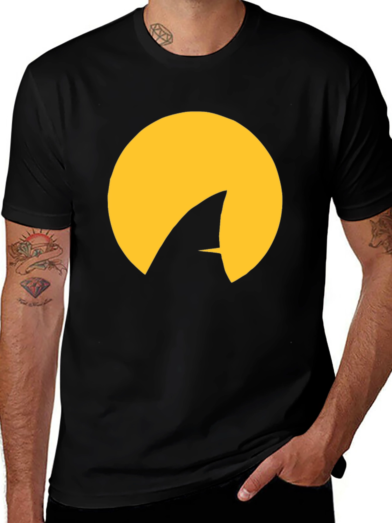 Shark Fin Moon T-Shirt - Black