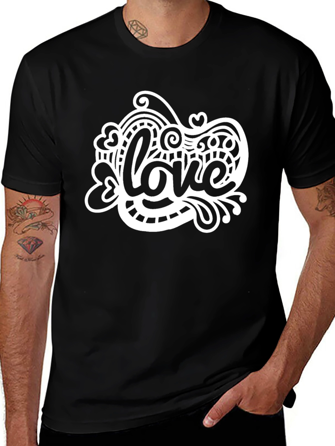 Variant 14 of Love Graphic Print Black Crew Neck T-Shirt