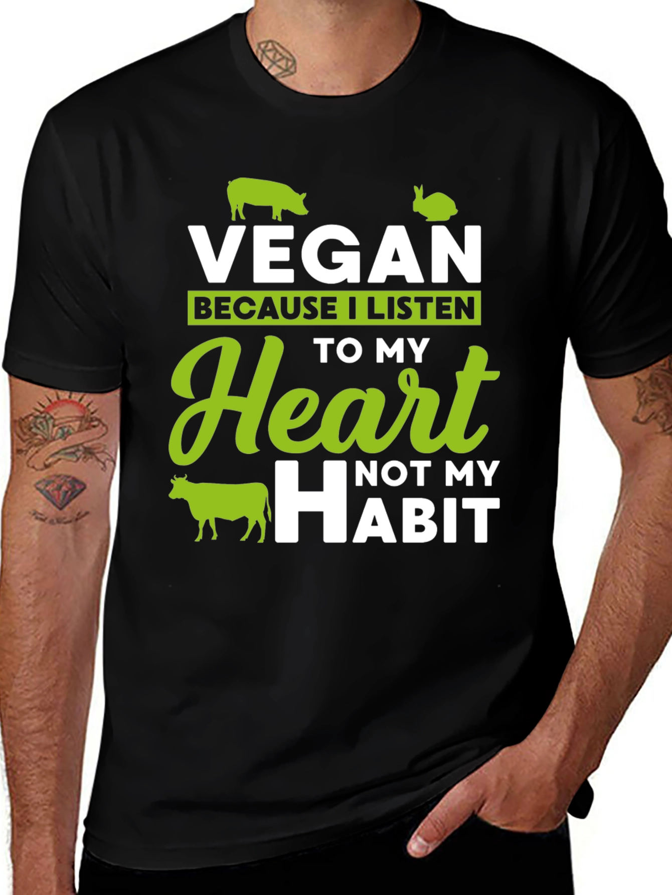 Variant 13 of Vegan Heart T-Shirt - Listen to Your Heart!