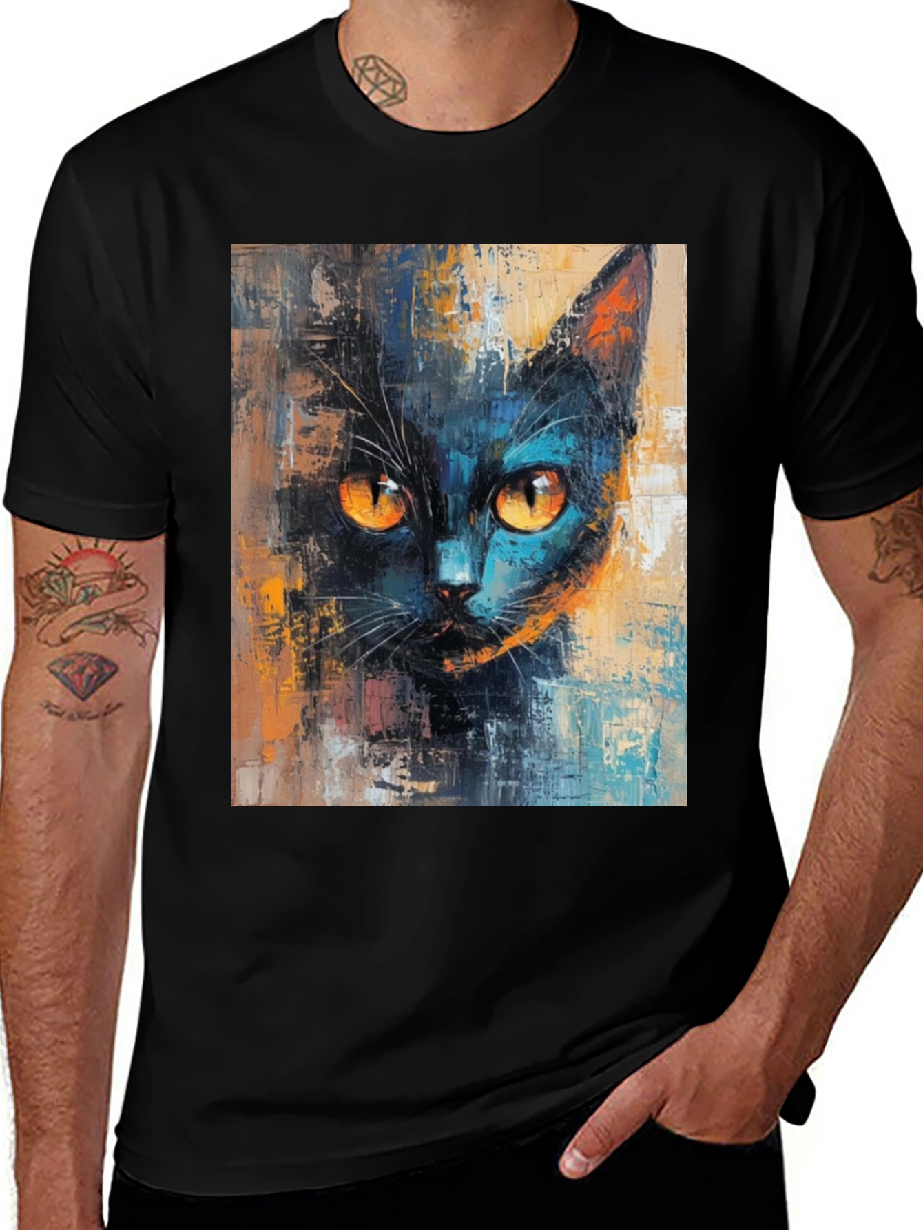 Variant 11 of Black Cat Art T-Shirt