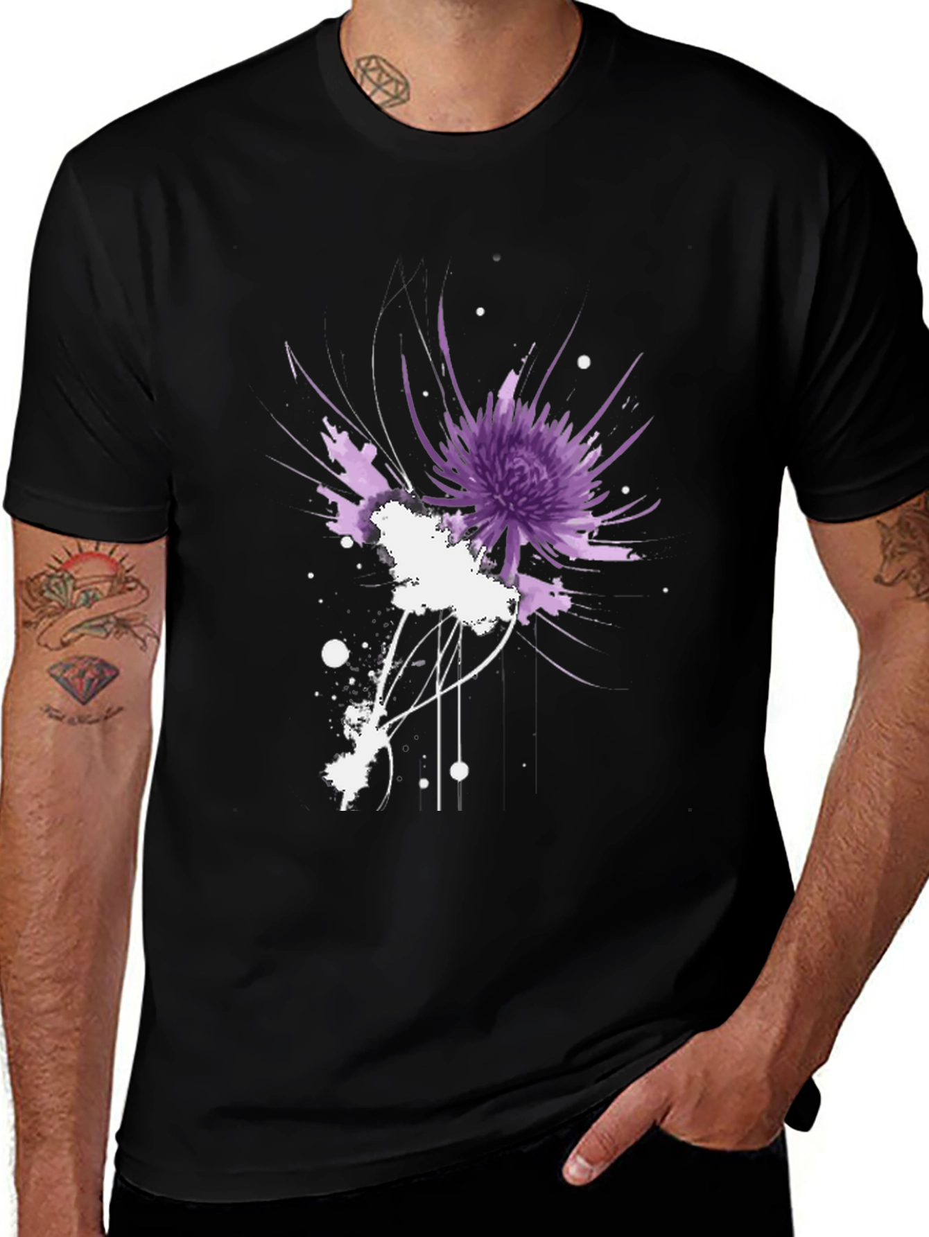 Variant 10 of Abstract Floral Graphic Black T-Shirt