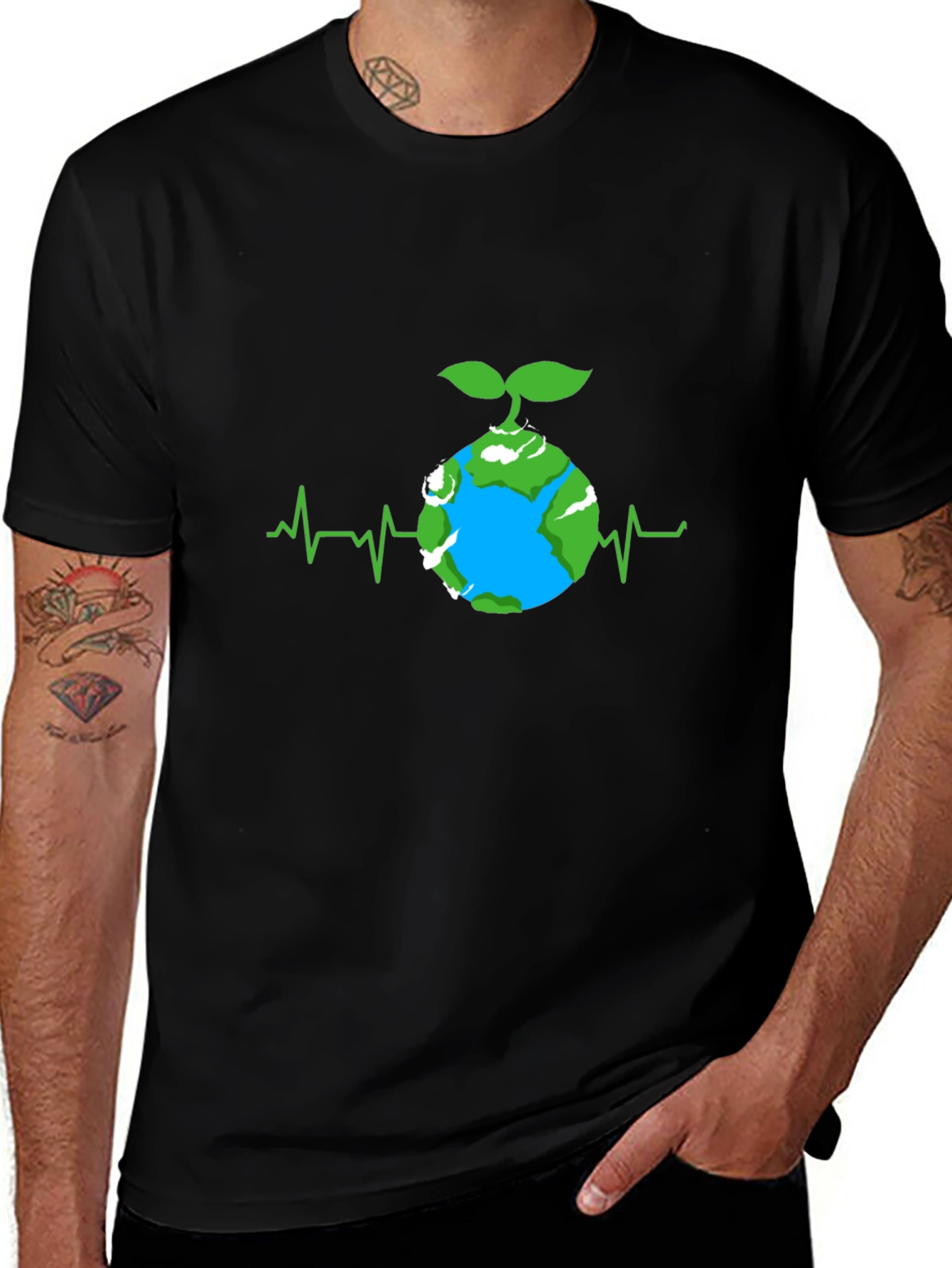 Variant 5 of Eco Earth Heartbeat T-Shirt - Save the Planet!