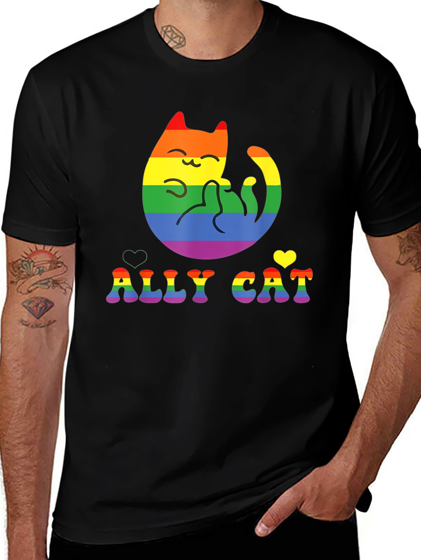 ALLY CAT Pride T-Shirt Rainbow LGBT