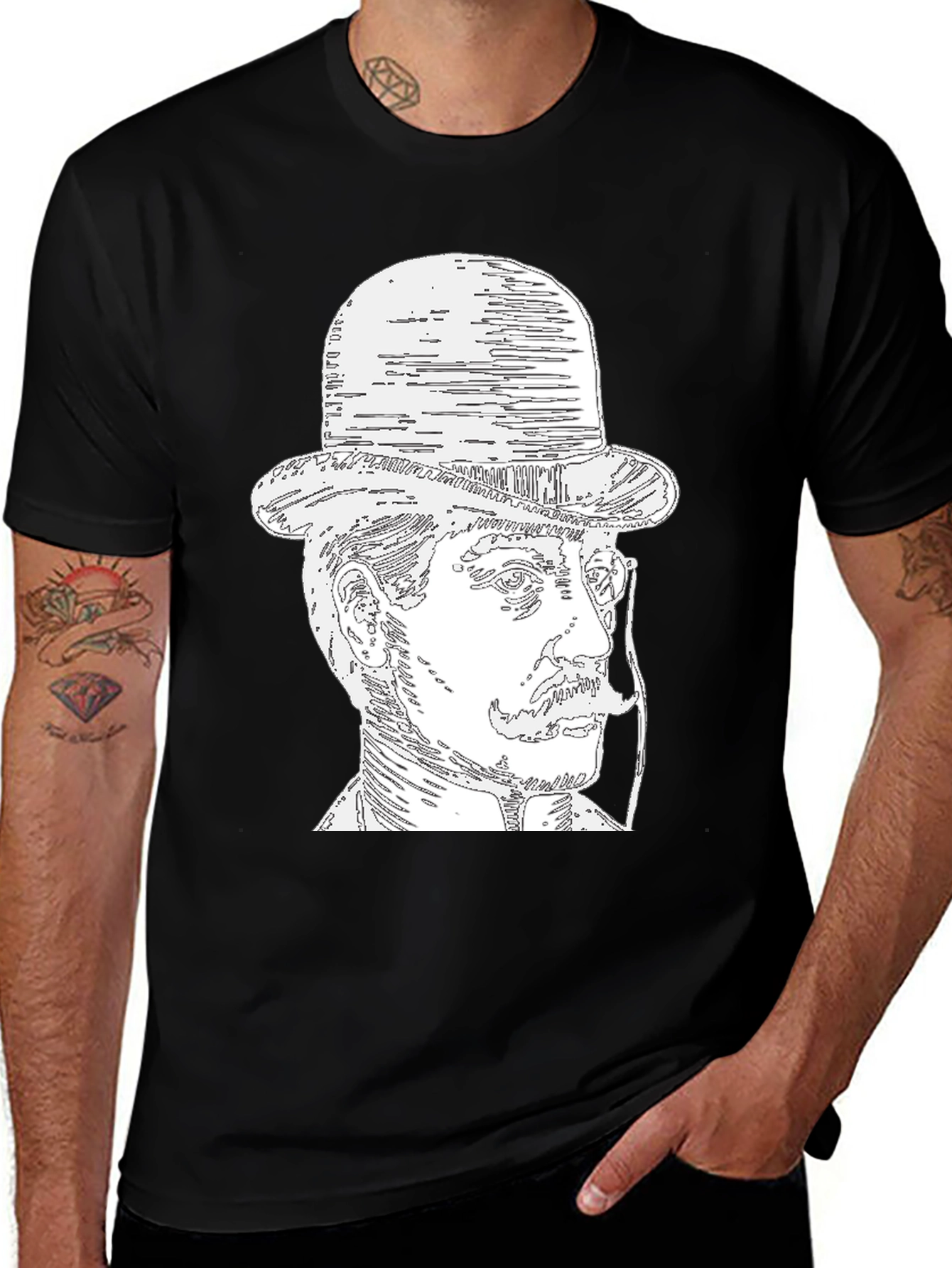 Gentleman Portrait T-Shirt - Black Tee