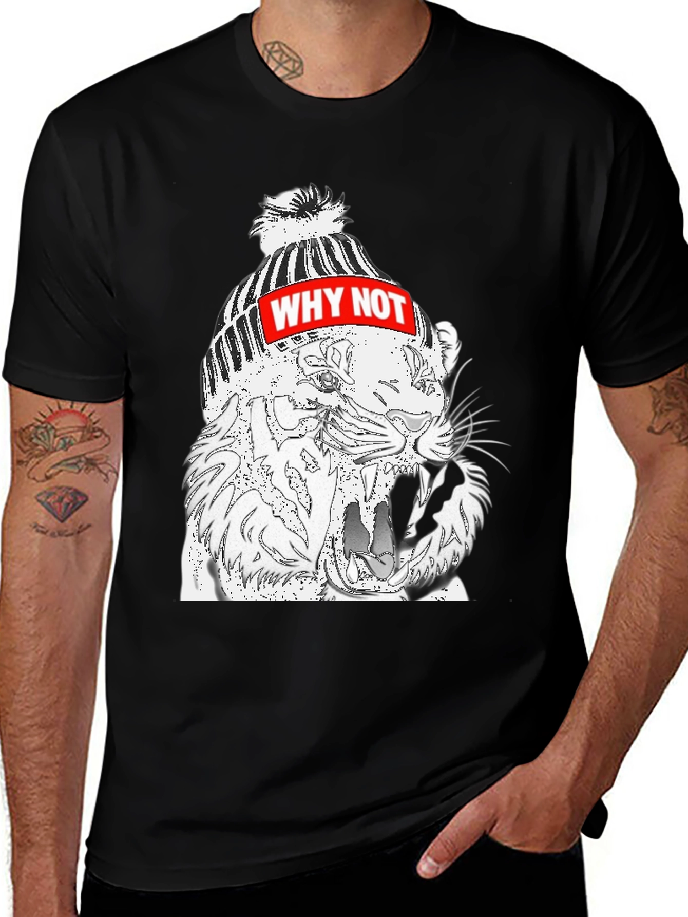 Variant 5 of Why Not Tiger Graphic Black T-Shirt