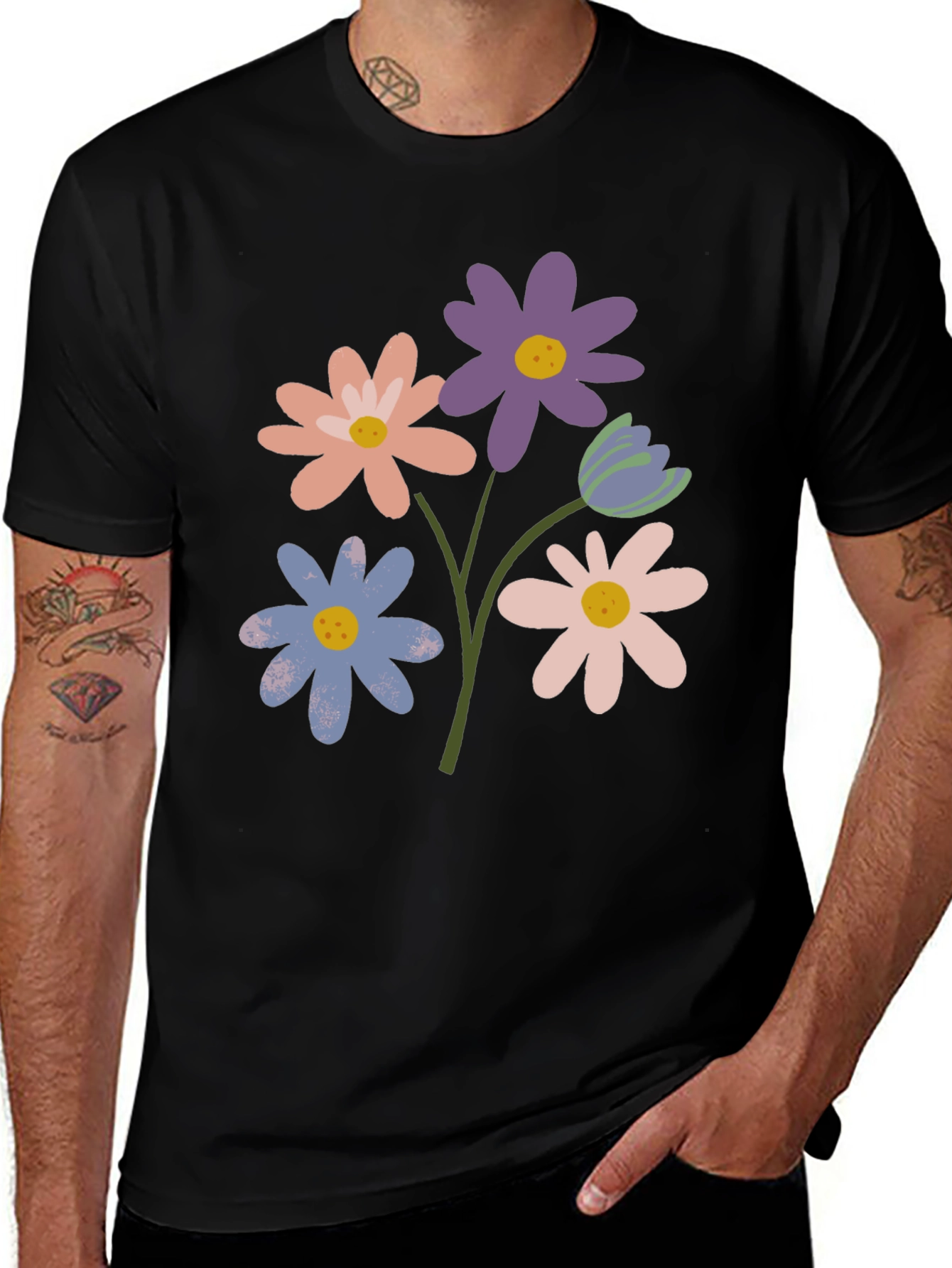 Variant 22 of Floral Graphic Print Tee - Trendy Casual Style