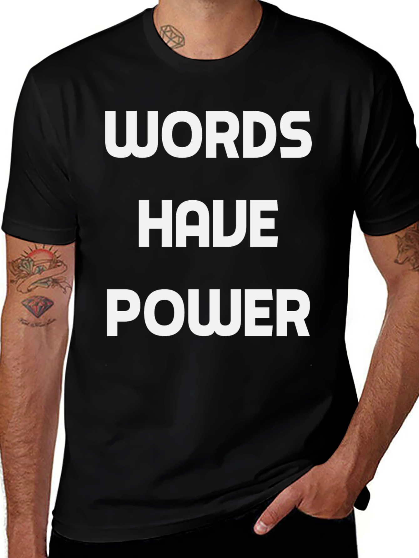 Variant 9 of Words Have Power Black Graphic T-Shirt