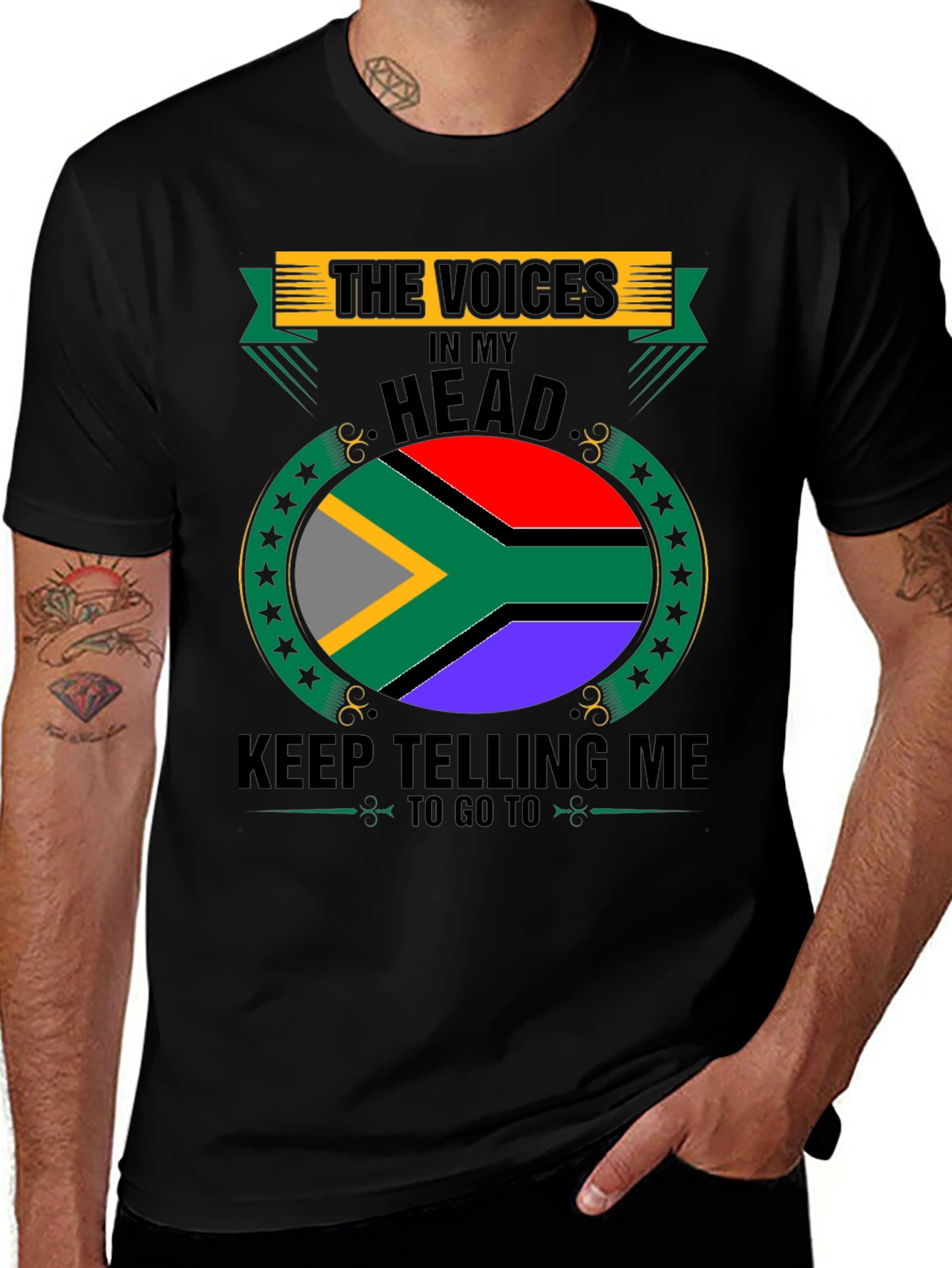 Variant 8 of The Voices in My Head Tee - South Africa Flag