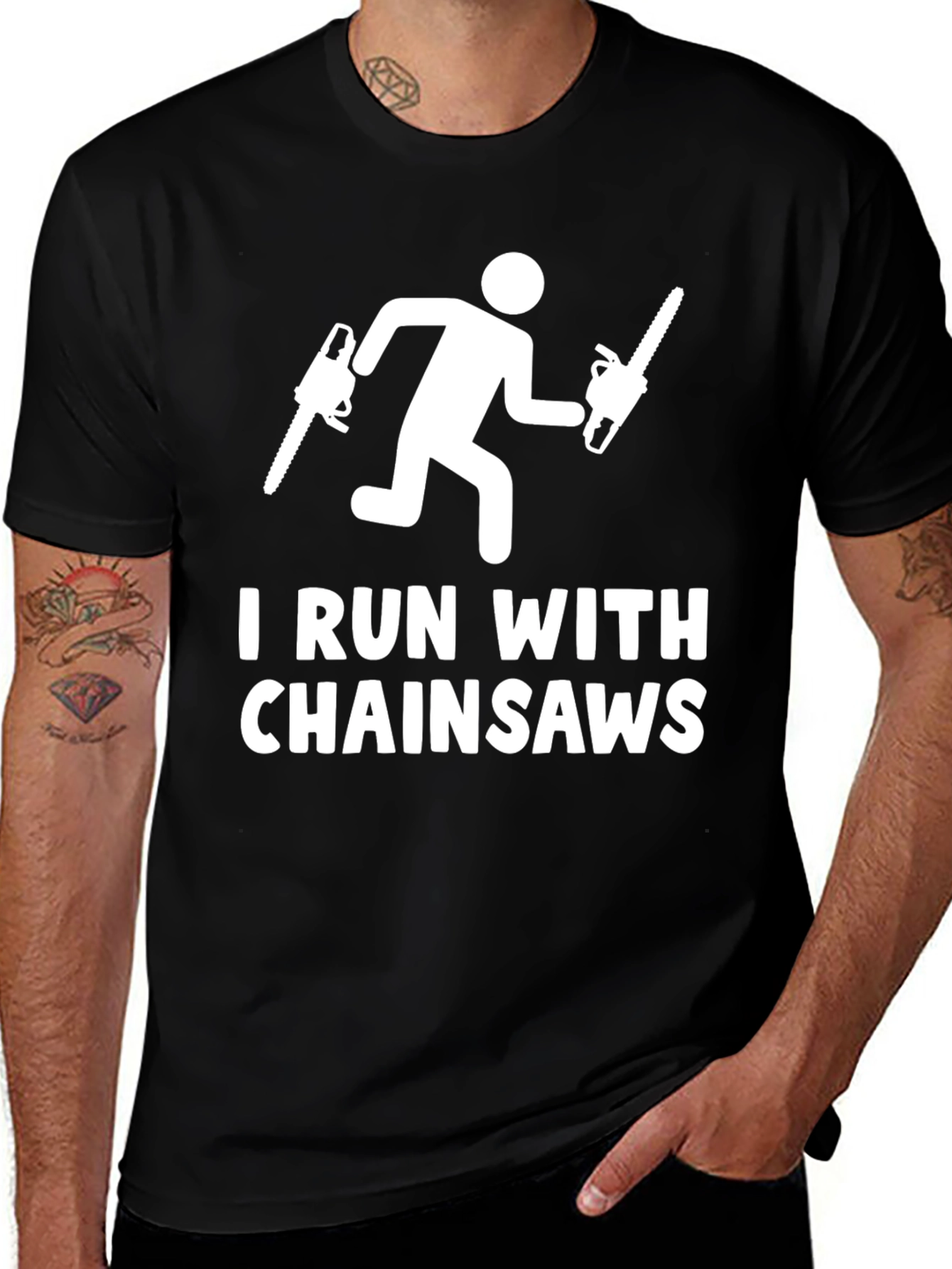 Variant 28 of I Run With Chainsaws Graphic Tee