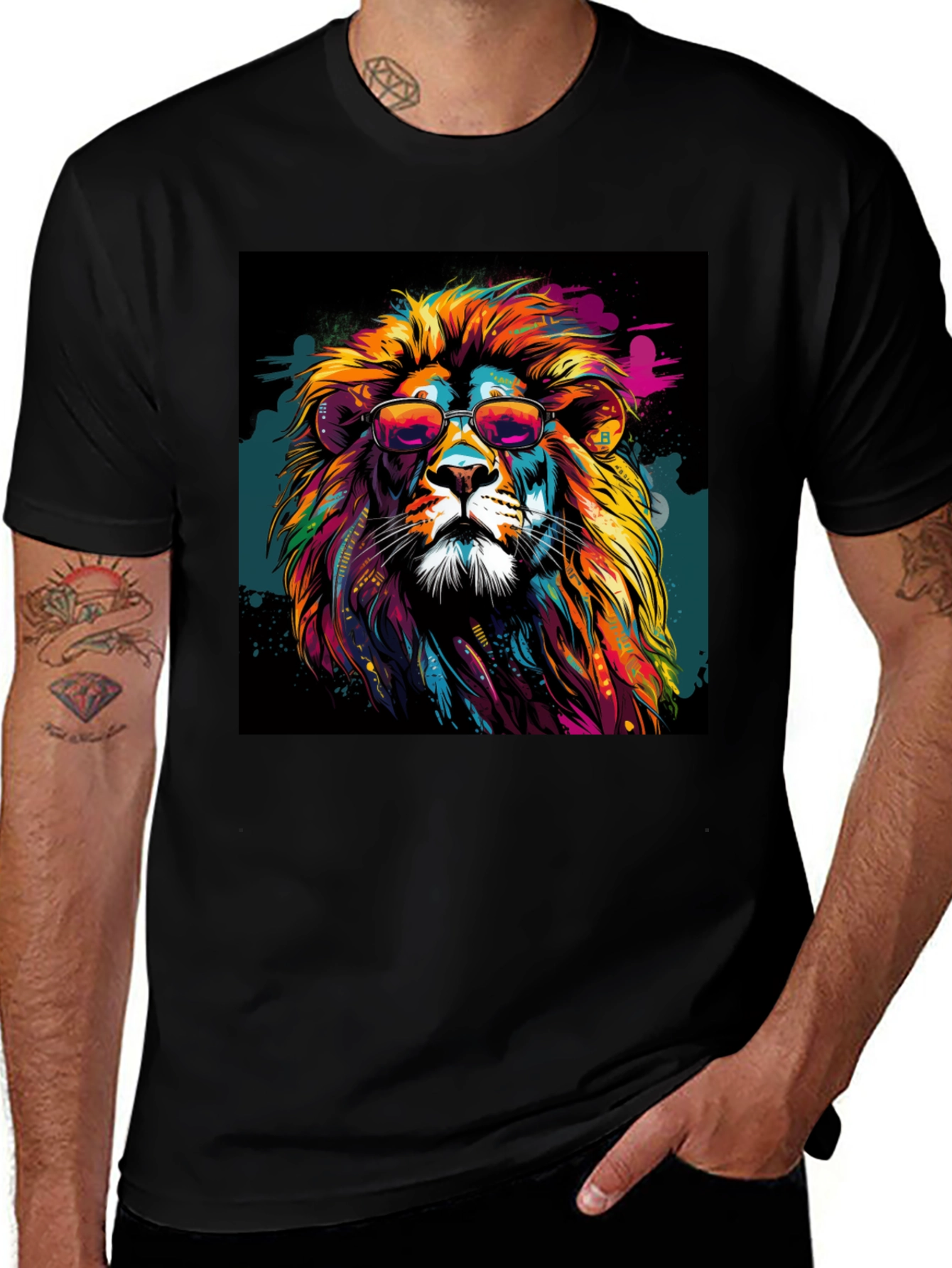 Variant 26 of Cool Lion Graphic Tee - Black T-Shirt